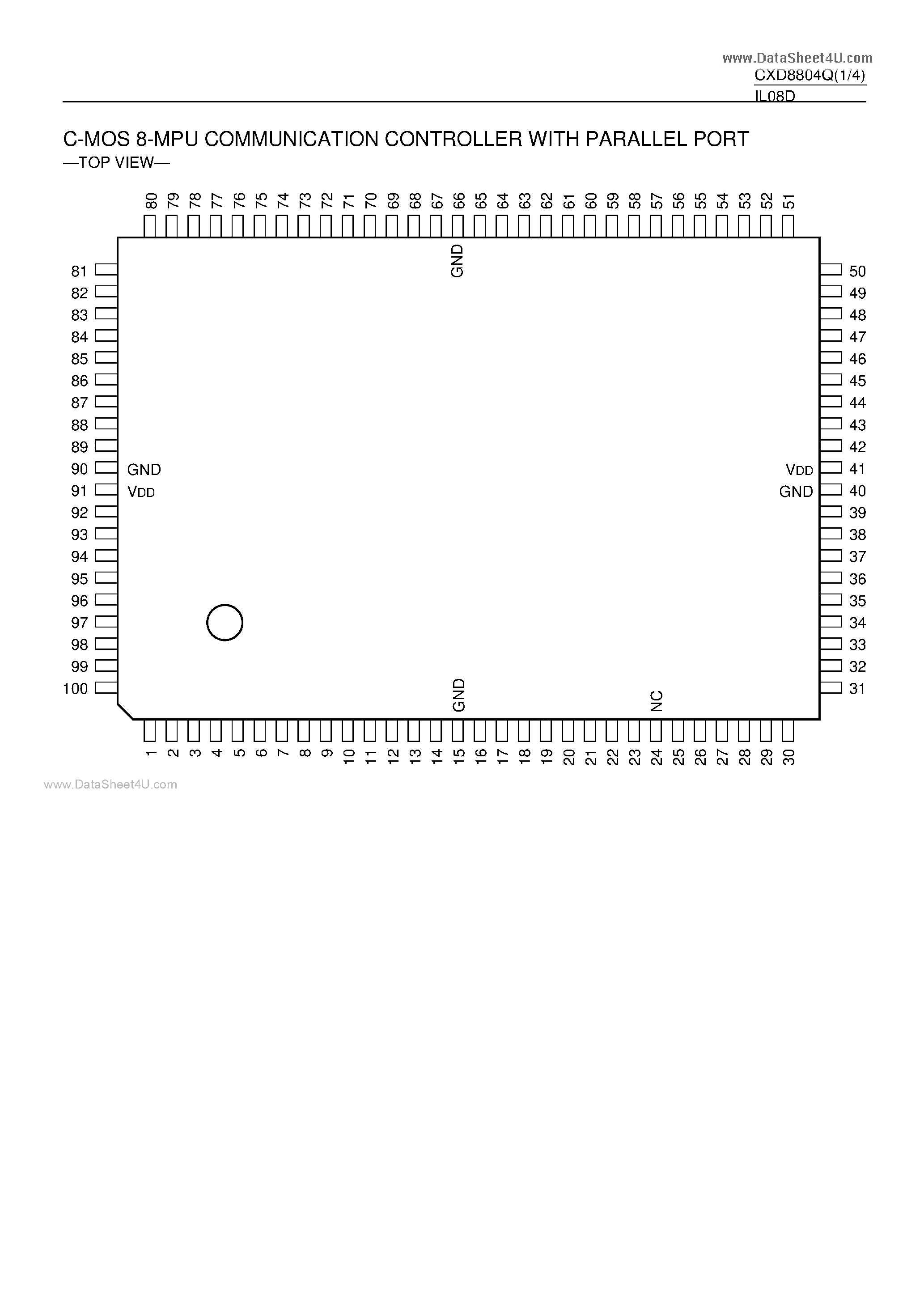 Даташит CXD8804Q - C-MOS 8-MPU COMMUNICATION CONTROLLER страница 1