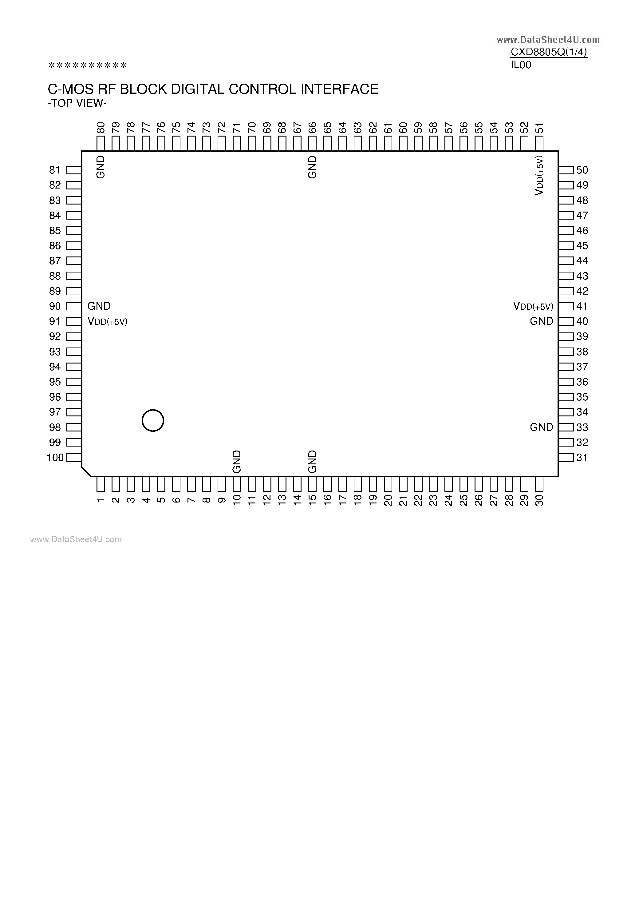 Даташит CXD8805Q - C-MOS RF BLOCK DIGITAL CONTROL INTERFACE страница 1