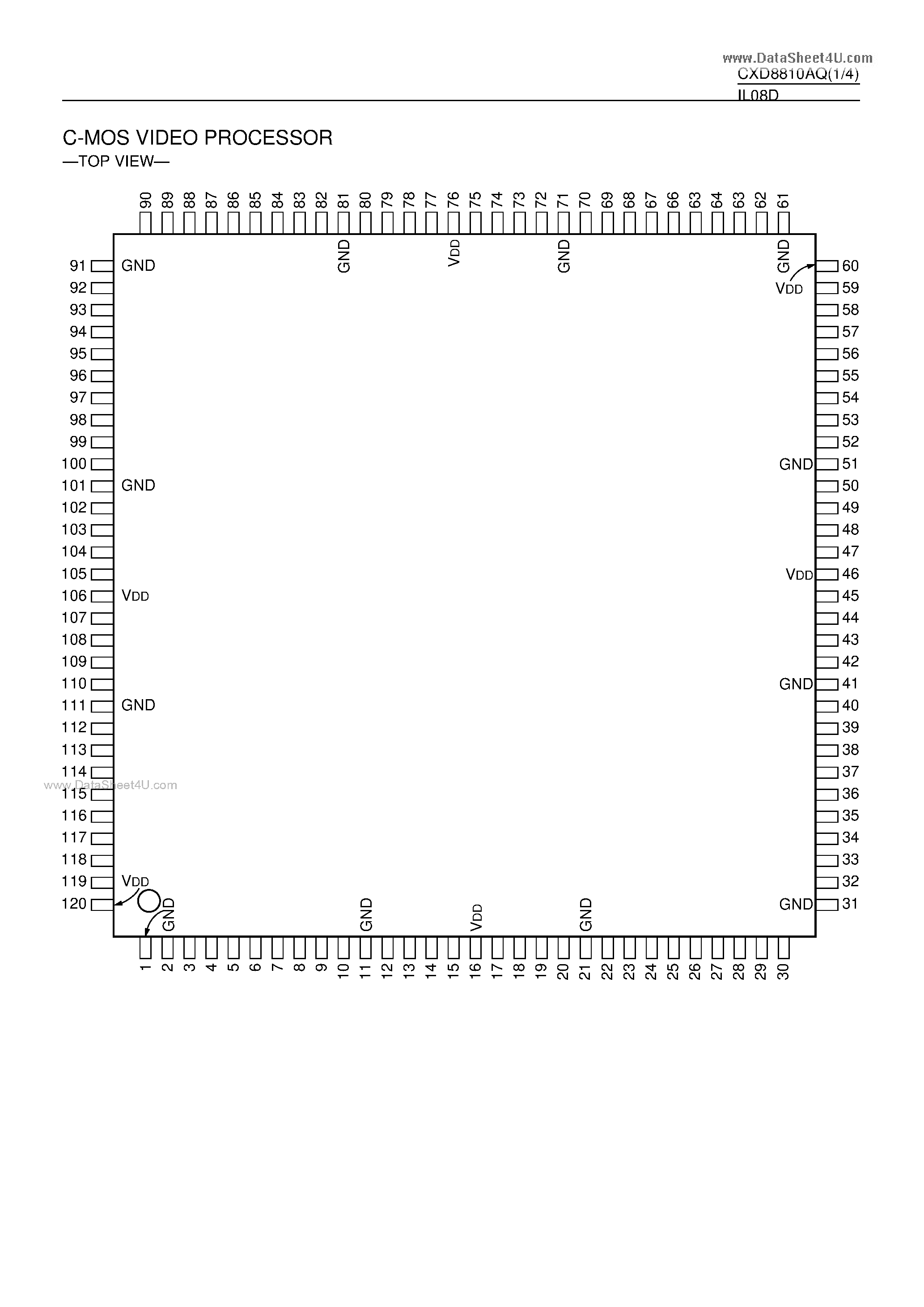 Даташит на микросхему CXD8810AQ страница 1 Даташит CXD8810AQ - C-MOS VIDEO PROCESSOR страница 1