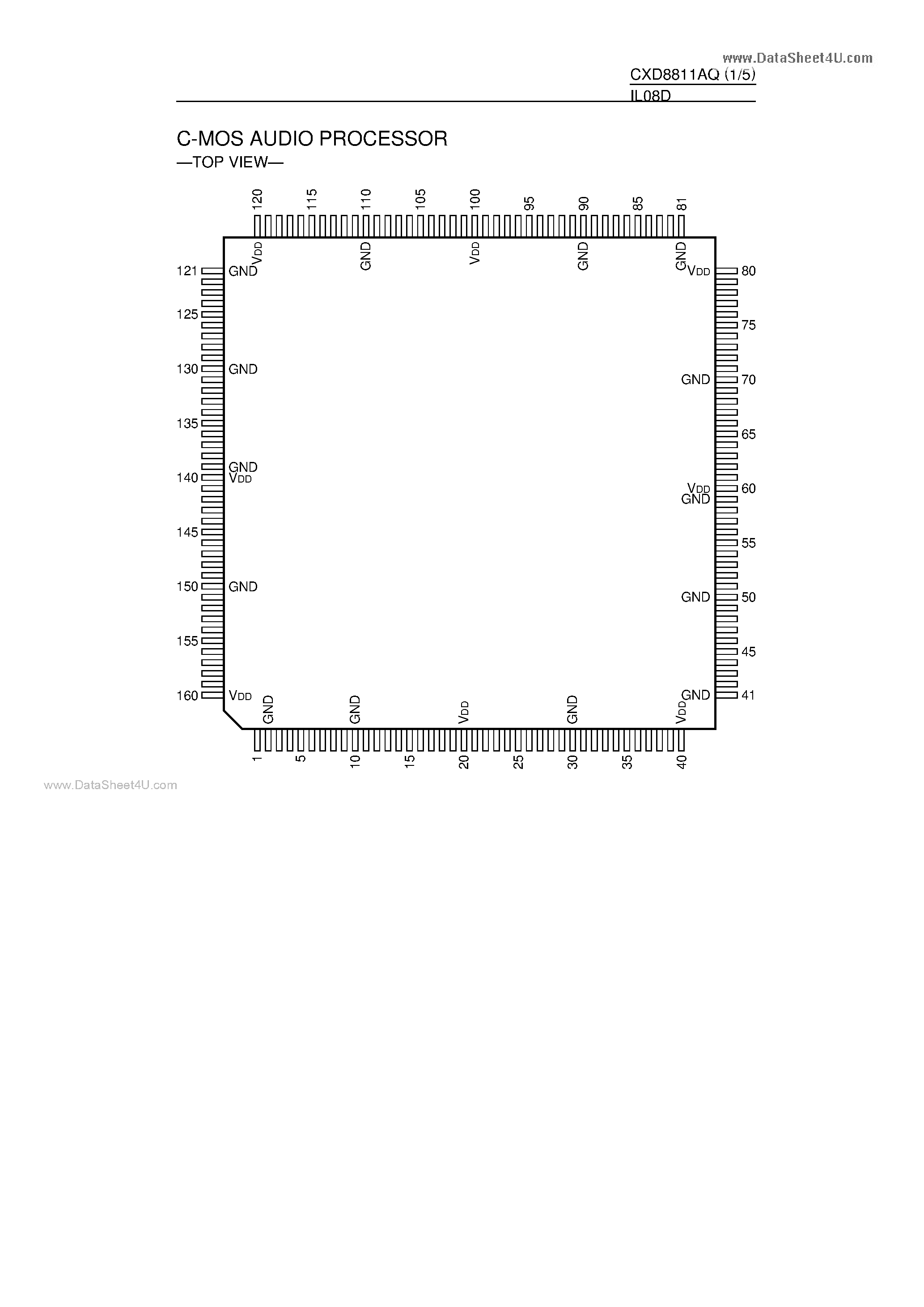 Даташит на микросхему CXD8811AQ страница 1 Даташит CXD8811AQ - C-MOS AUDIO PROCESSOR страница 1