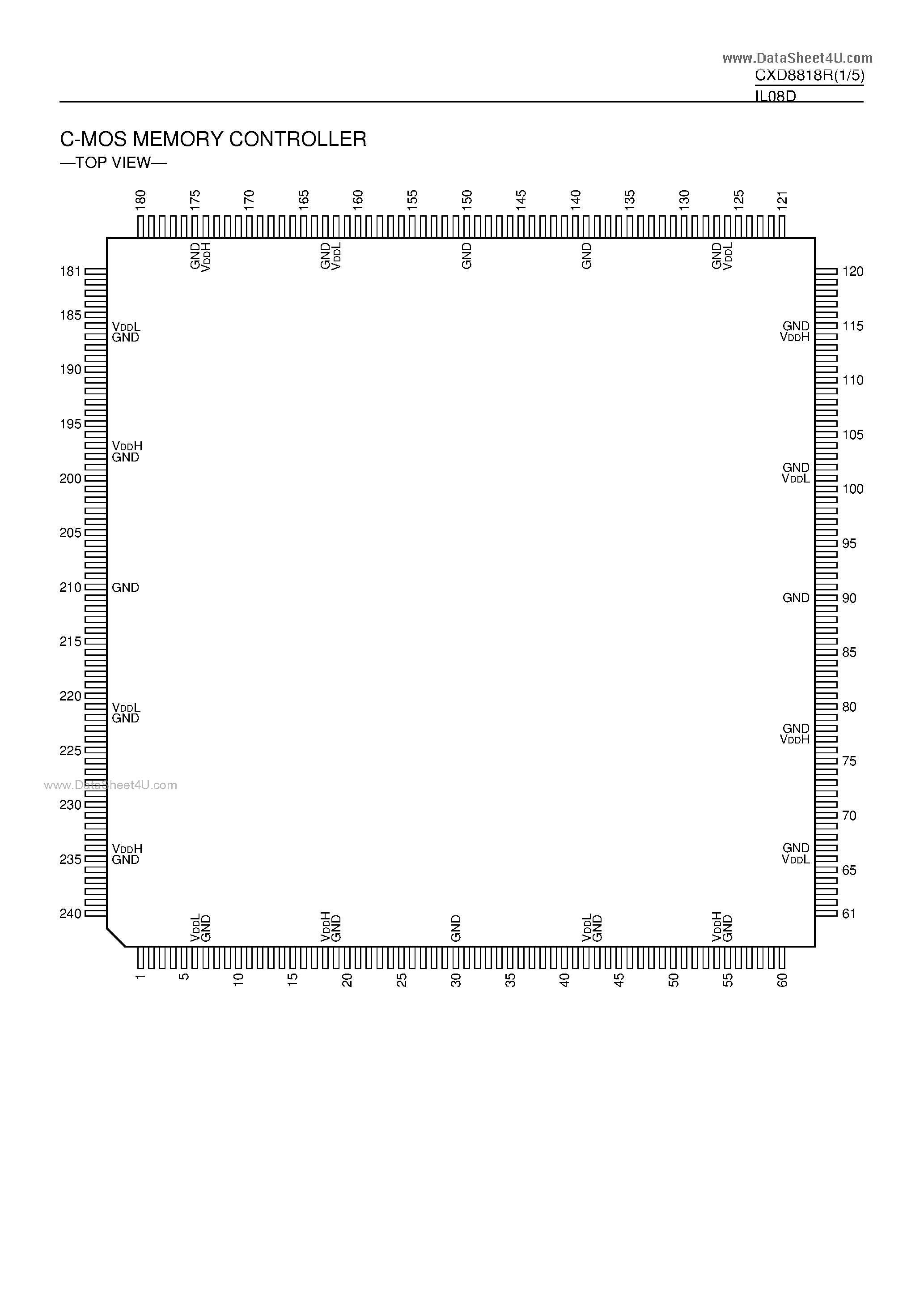 Даташит CXD8818R - C-MOS MEMORY CONTROLLER страница 1