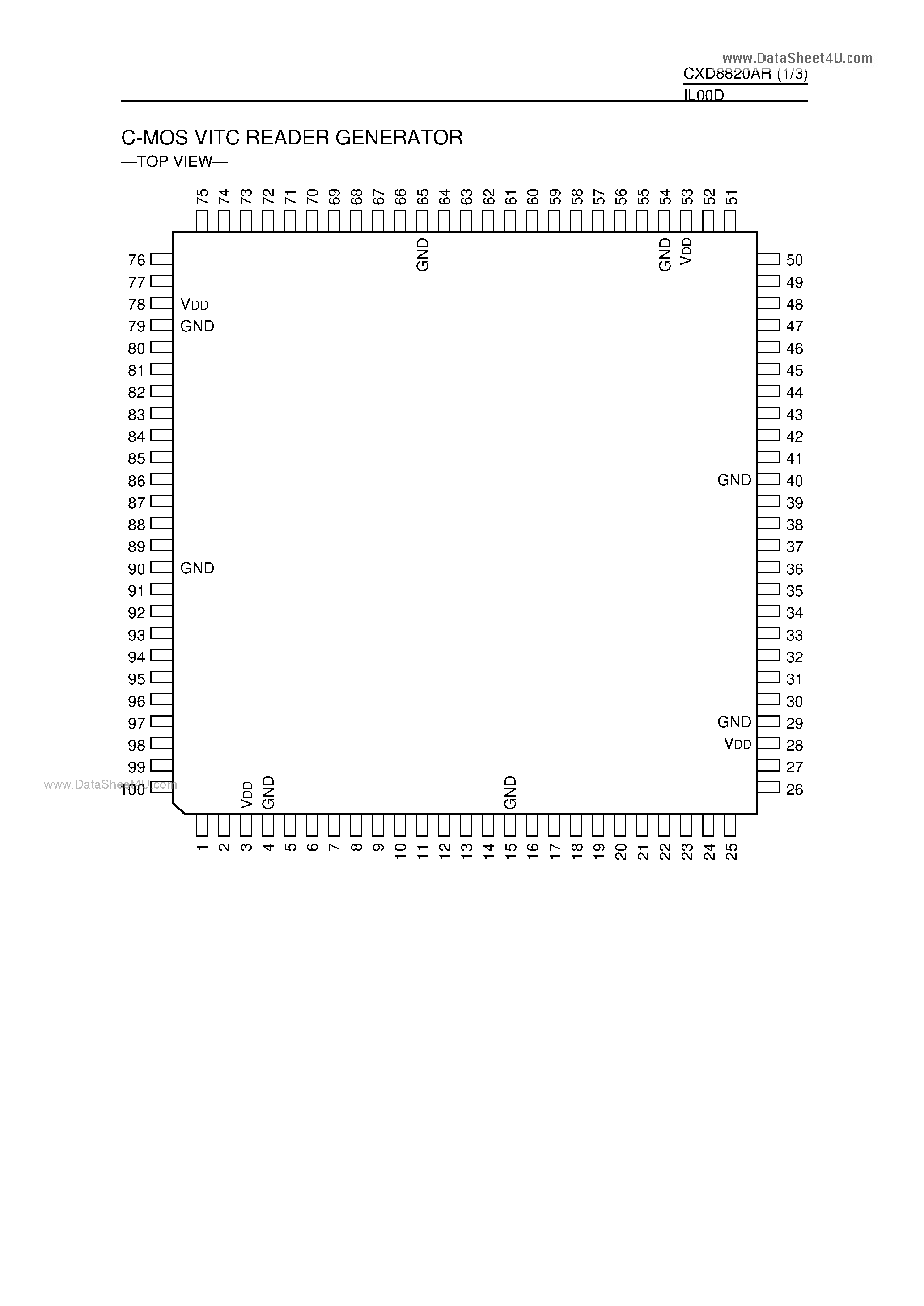 Даташит CXD8820AR - C-MOS VITC READER GENERATOR страница 1