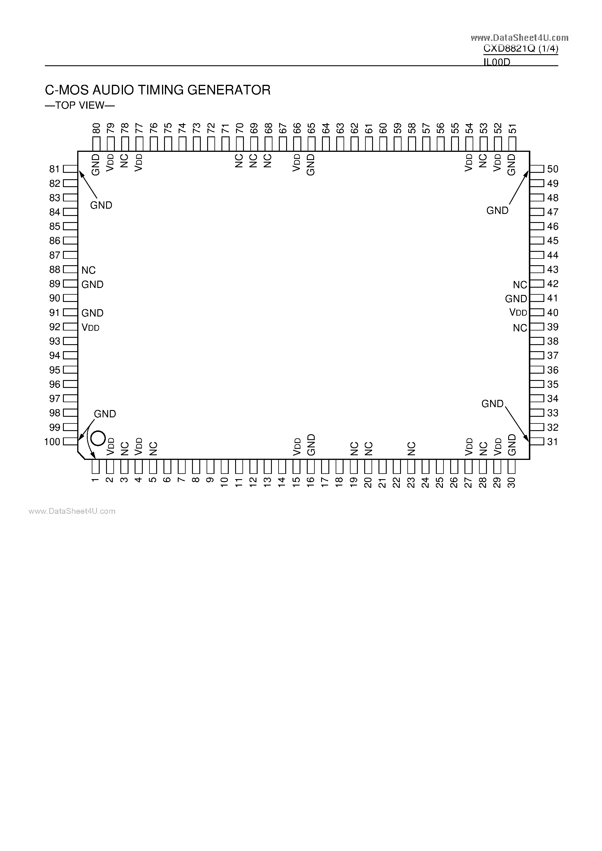 Даташит CXD8821Q - C-MOS AUDIO TIMING GENERATOR страница 1