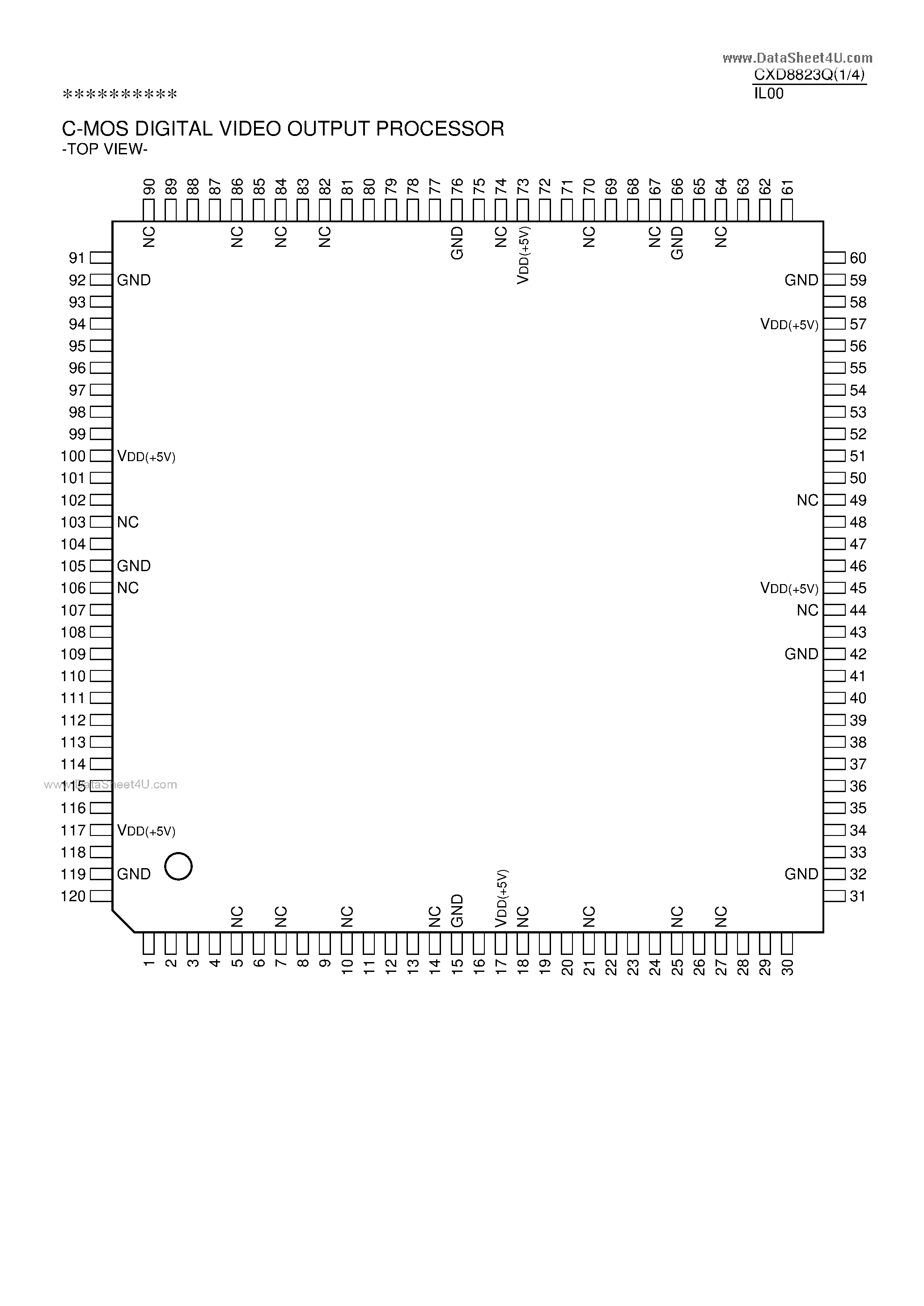 Даташит CXD8823Q - C-MOS DIGITAL VIDEO OUTPUT PROCESSOR страница 1