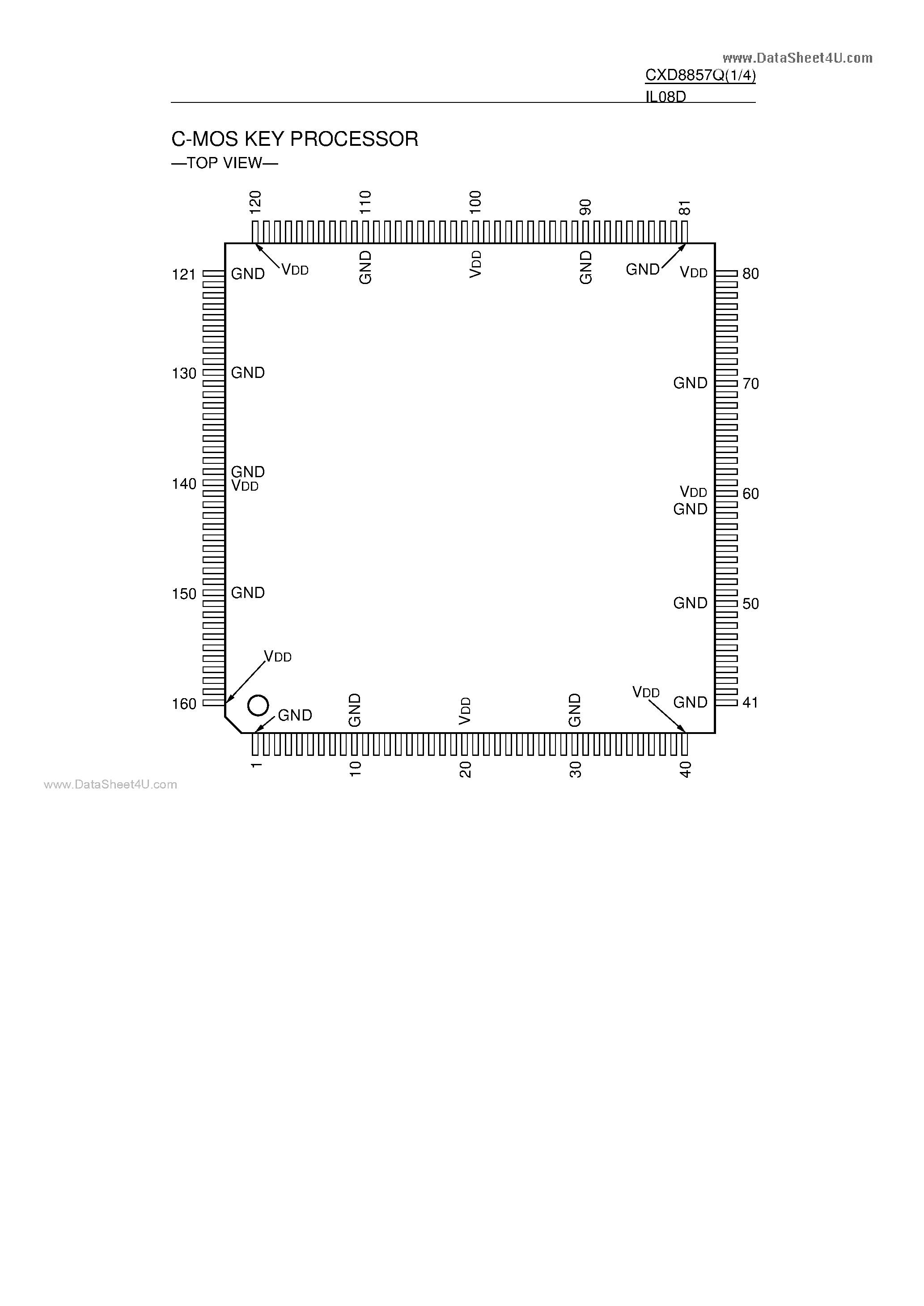 Даташит CXD8857Q - C-MOS KEY PROCESSOR страница 1