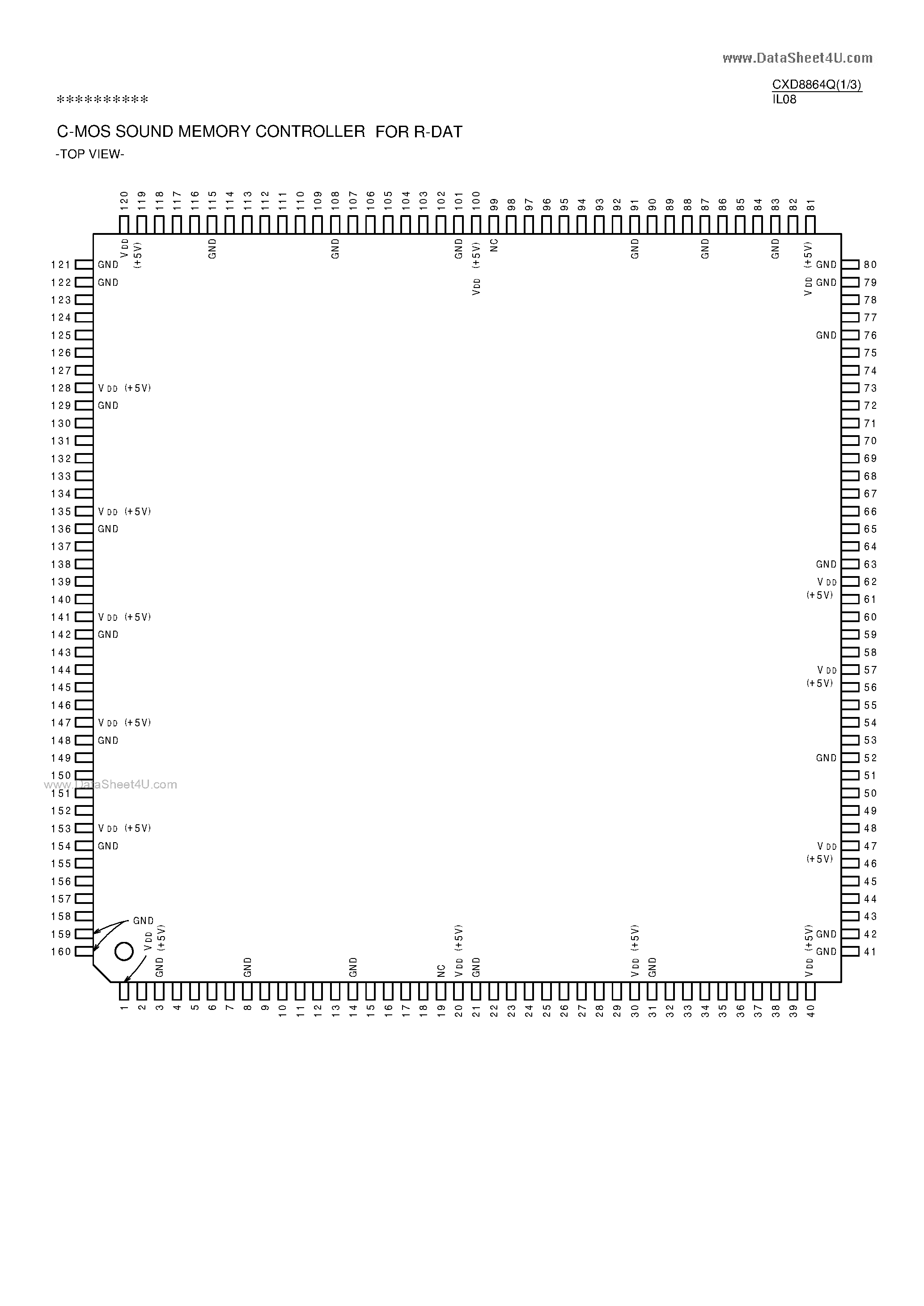 Даташит CXD8864Q - C-MOS SOUND MEMORY CONTROLLER страница 1