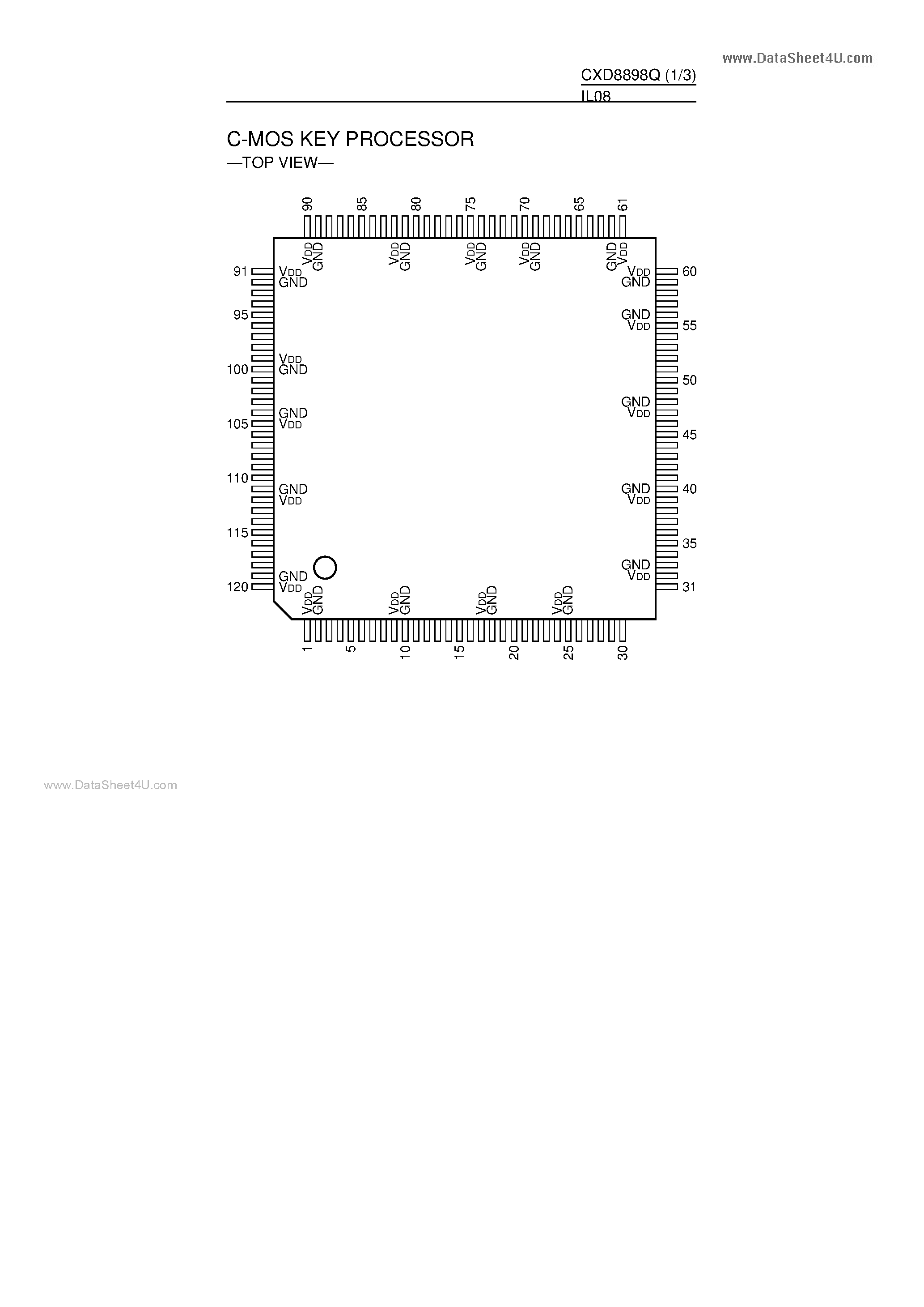 Даташит CXD8898Q - C-MOS KEY PROCESSOR страница 1