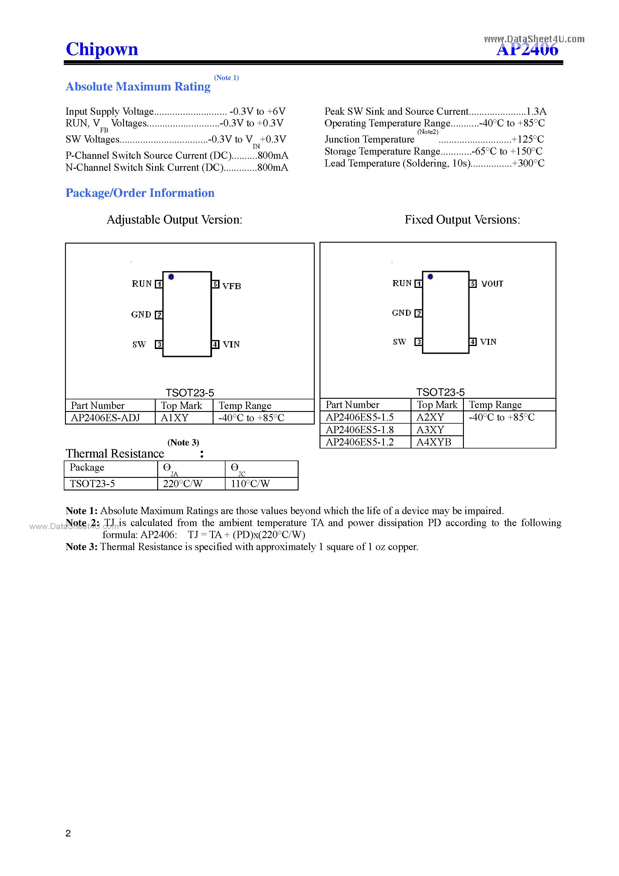 Даташит на микросхему AP2406 страница 2 Даташит AP2406 - 600mA Synchronous Step-Down Converter страница 2