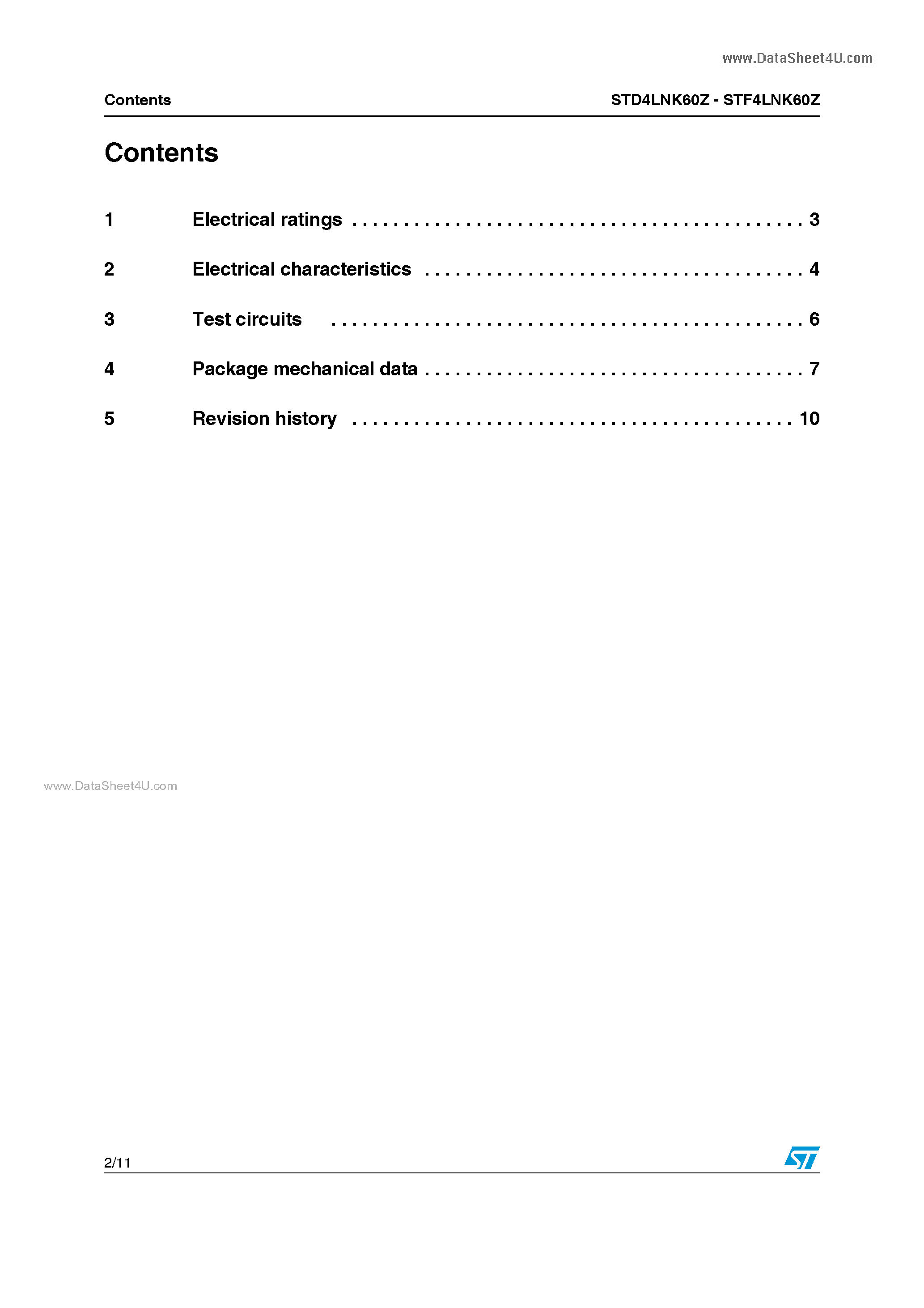 Datasheet STF4LNK60Z - N-channel Power MOSFET page 2