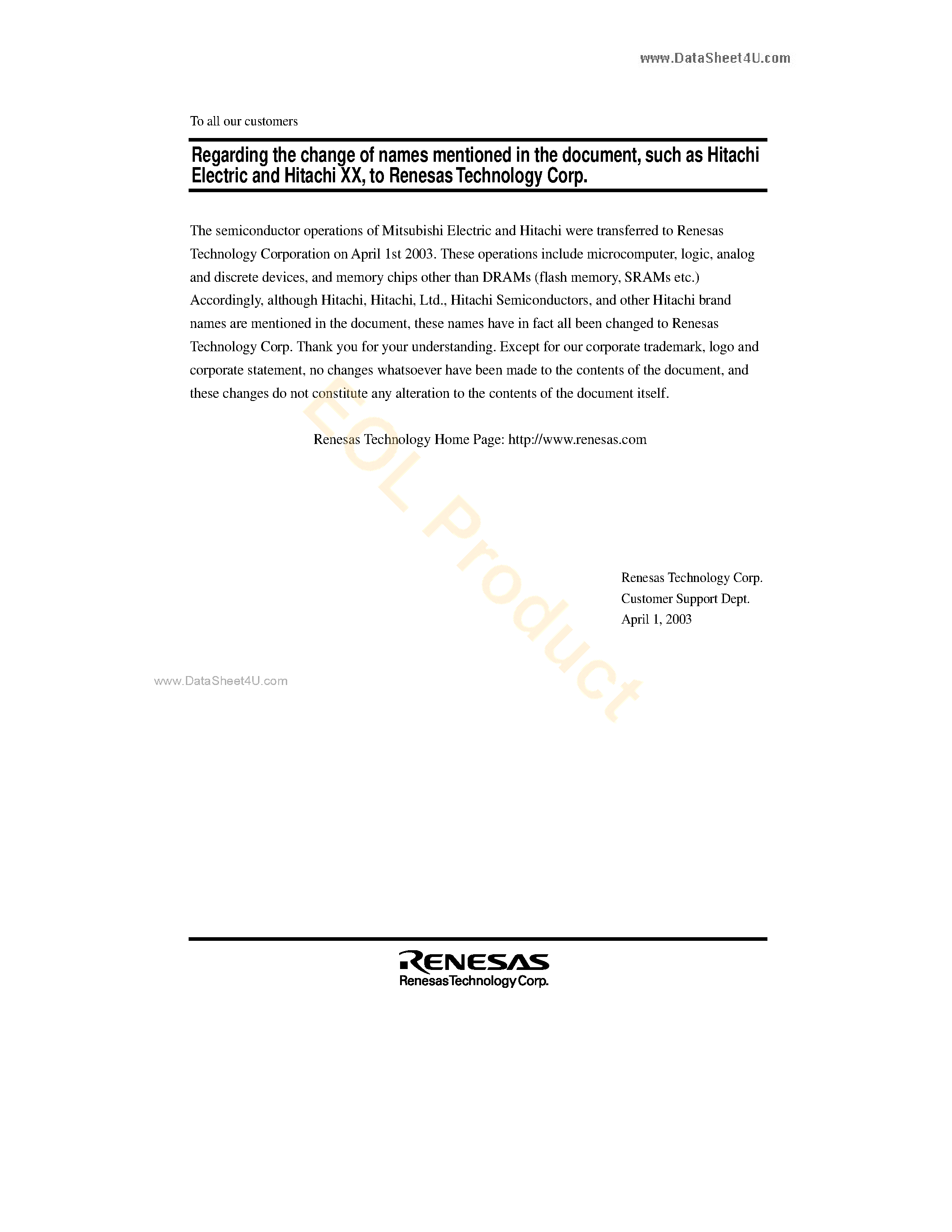 Datasheet HD4046212RFS - AS Microcomputer Incorporating a DTMF Generator Circuit page 1