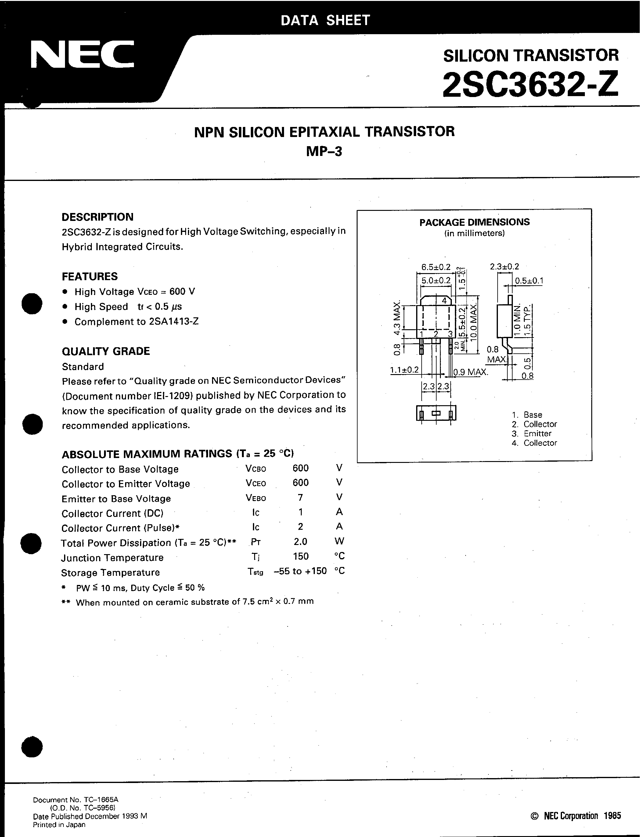 Datasheet C3632-Z - Search -----> 2SC3632-Z page 1