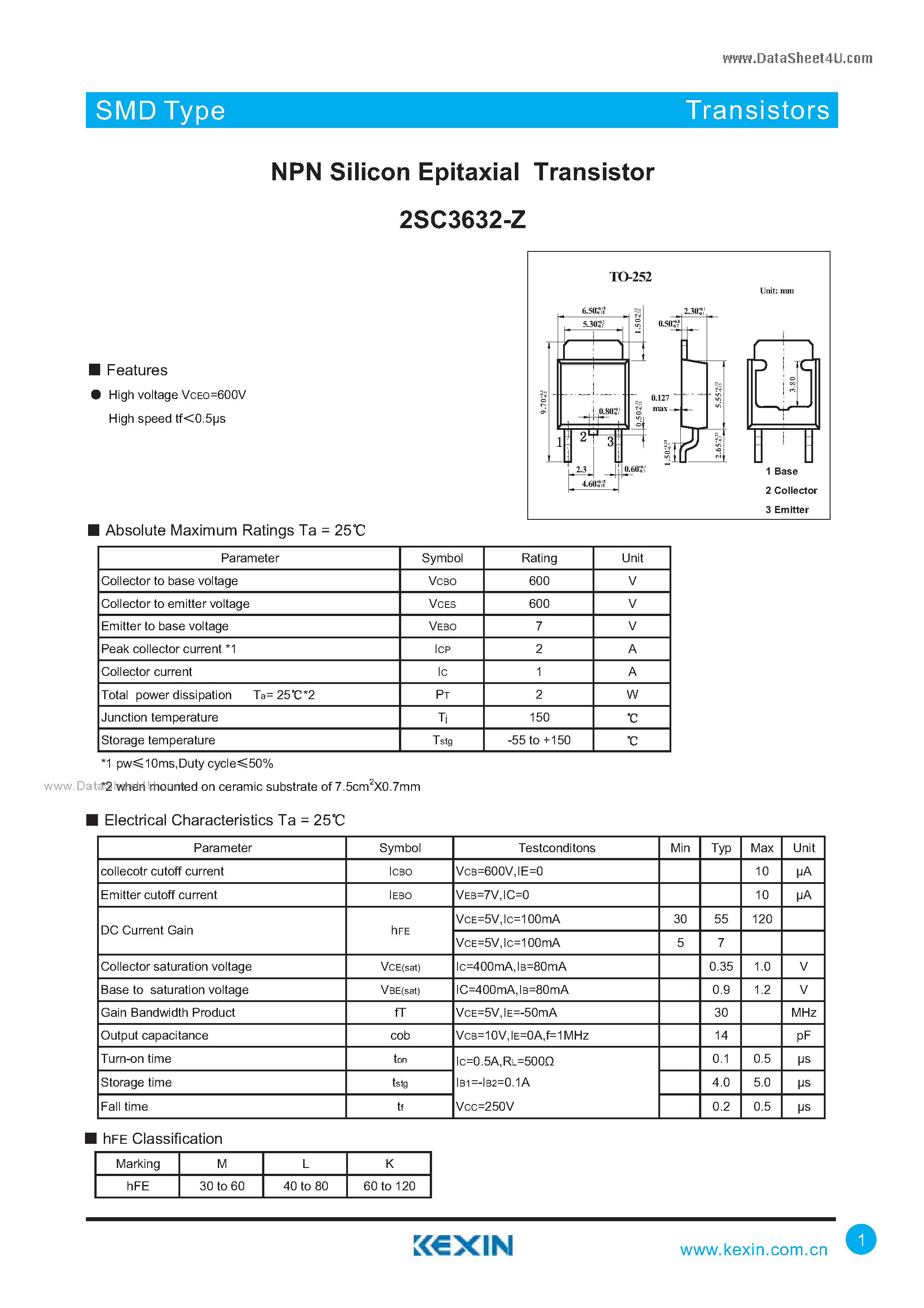 Datasheet 2SC3632-Z page 1 Datasheet 2SC3632-Z - NPN Silicon Epitaxial Transistor page 1