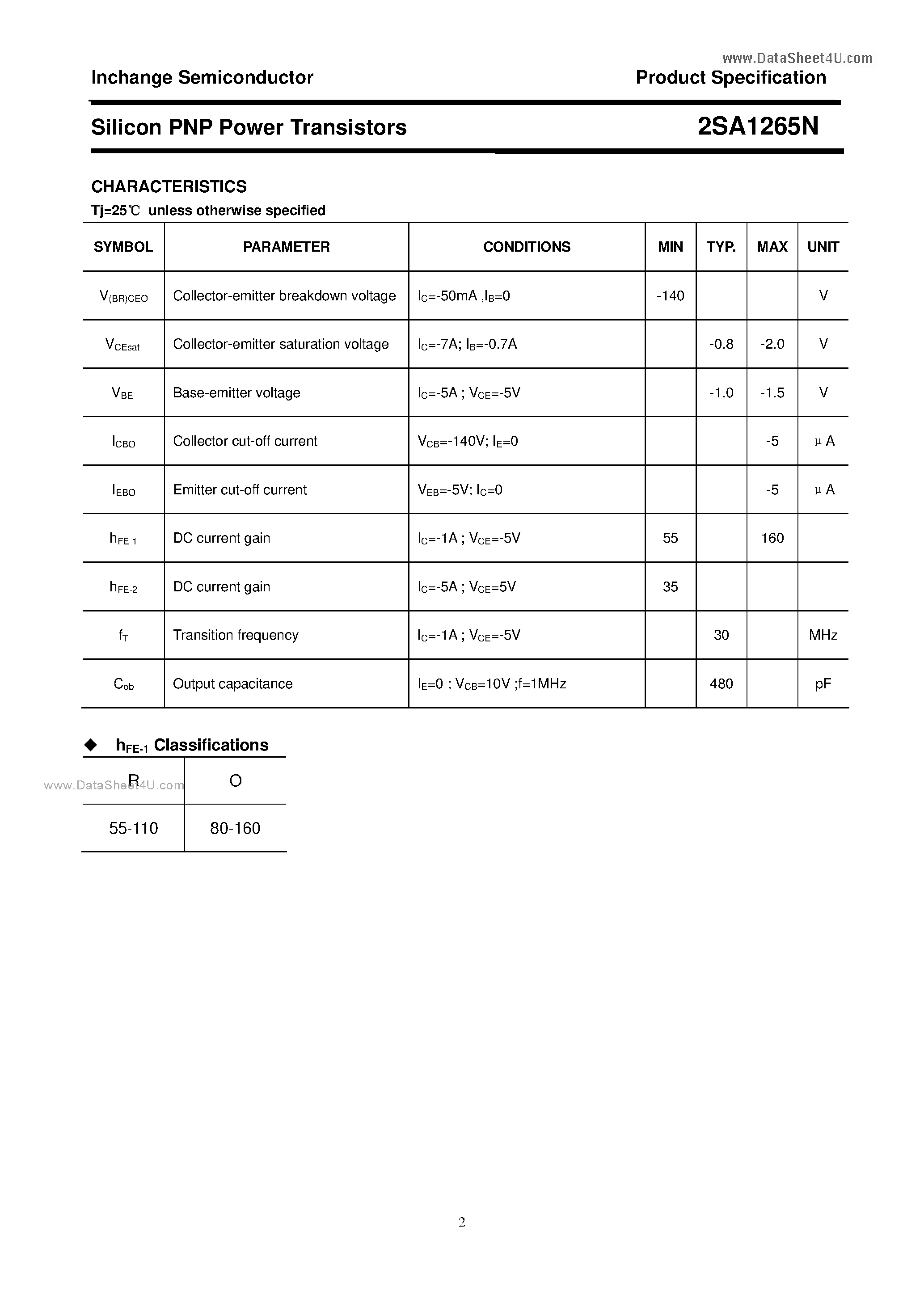 Даташит на микросхему A1265N страница 2 Даташит A1265N - Search -----> 2SA1265N страница 2