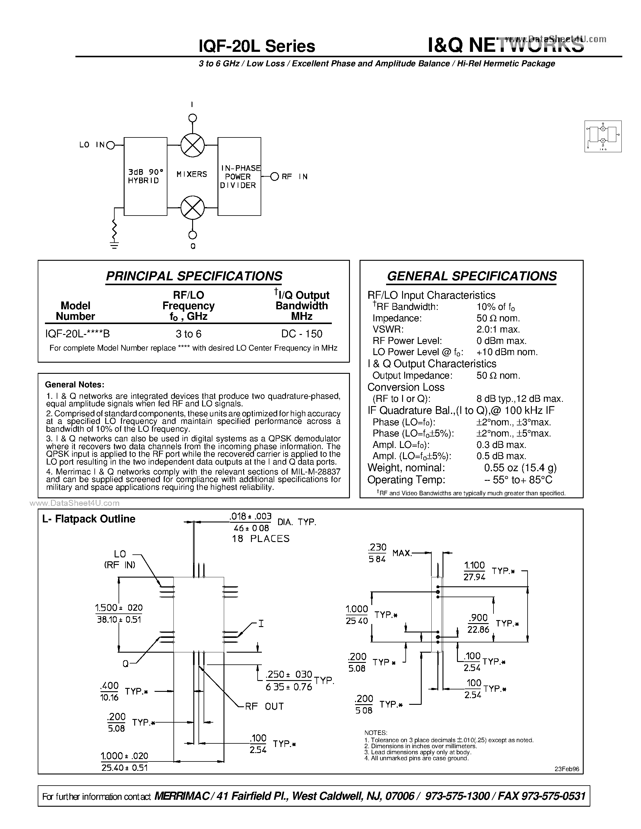 Даташит на микросхему IQF-20L страница 1 Даташит IQF-20L - I&Q NETWORKS страница 1