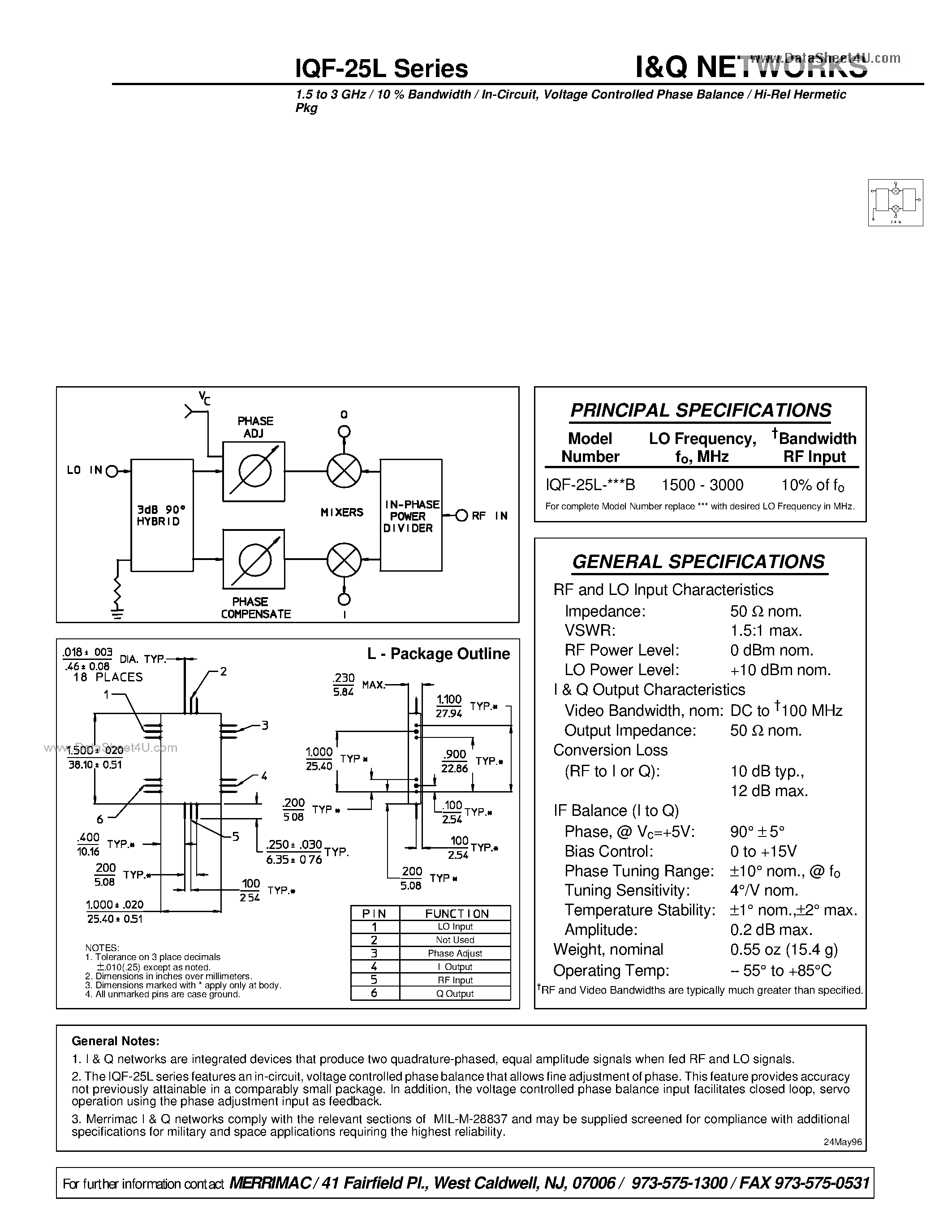 Datasheet IQF-25L - I&Q NETWORKS page 1