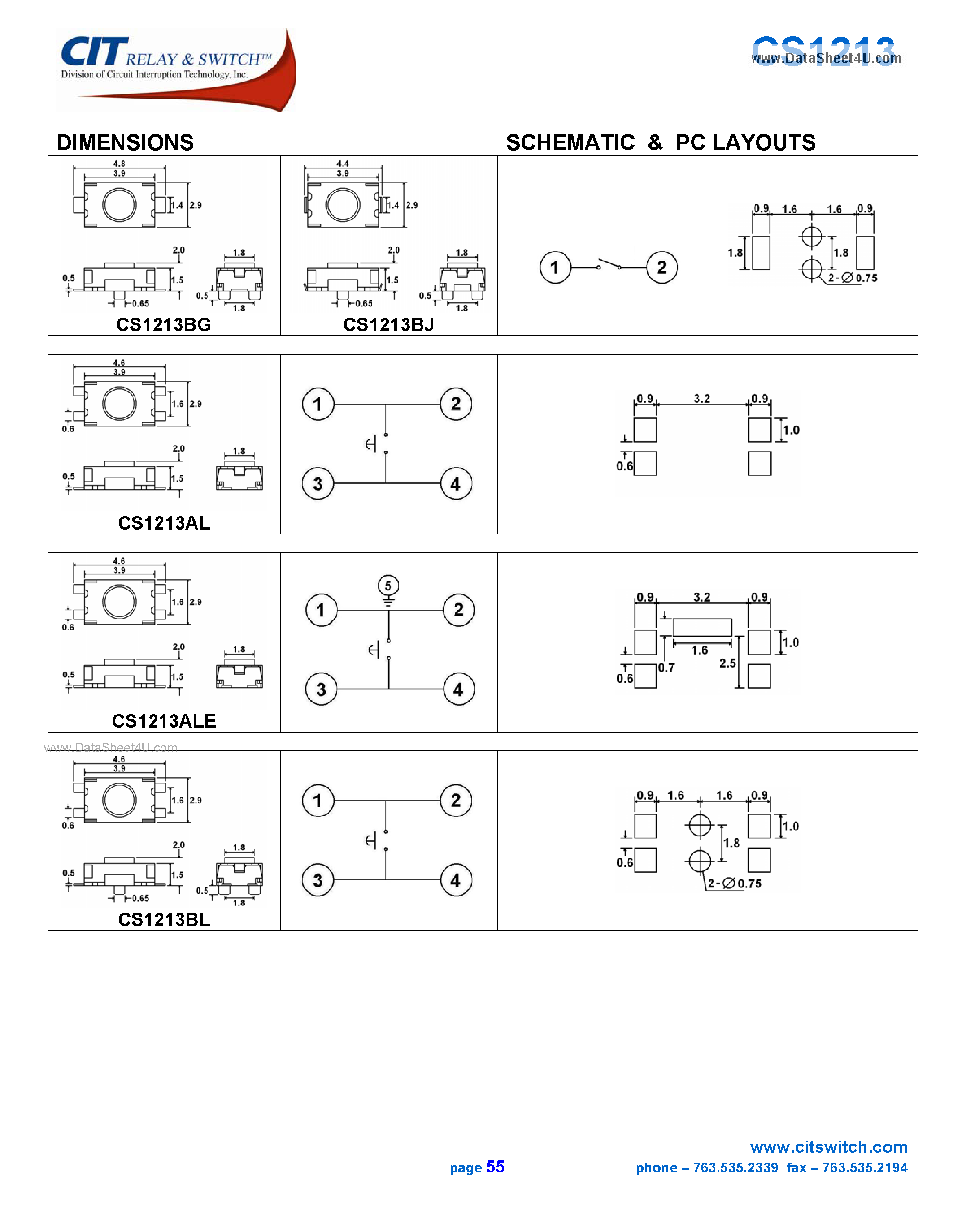 Даташит на микросхему CS1213 страница 2 Даташит CS1213 - CIT SWITCH страница 2