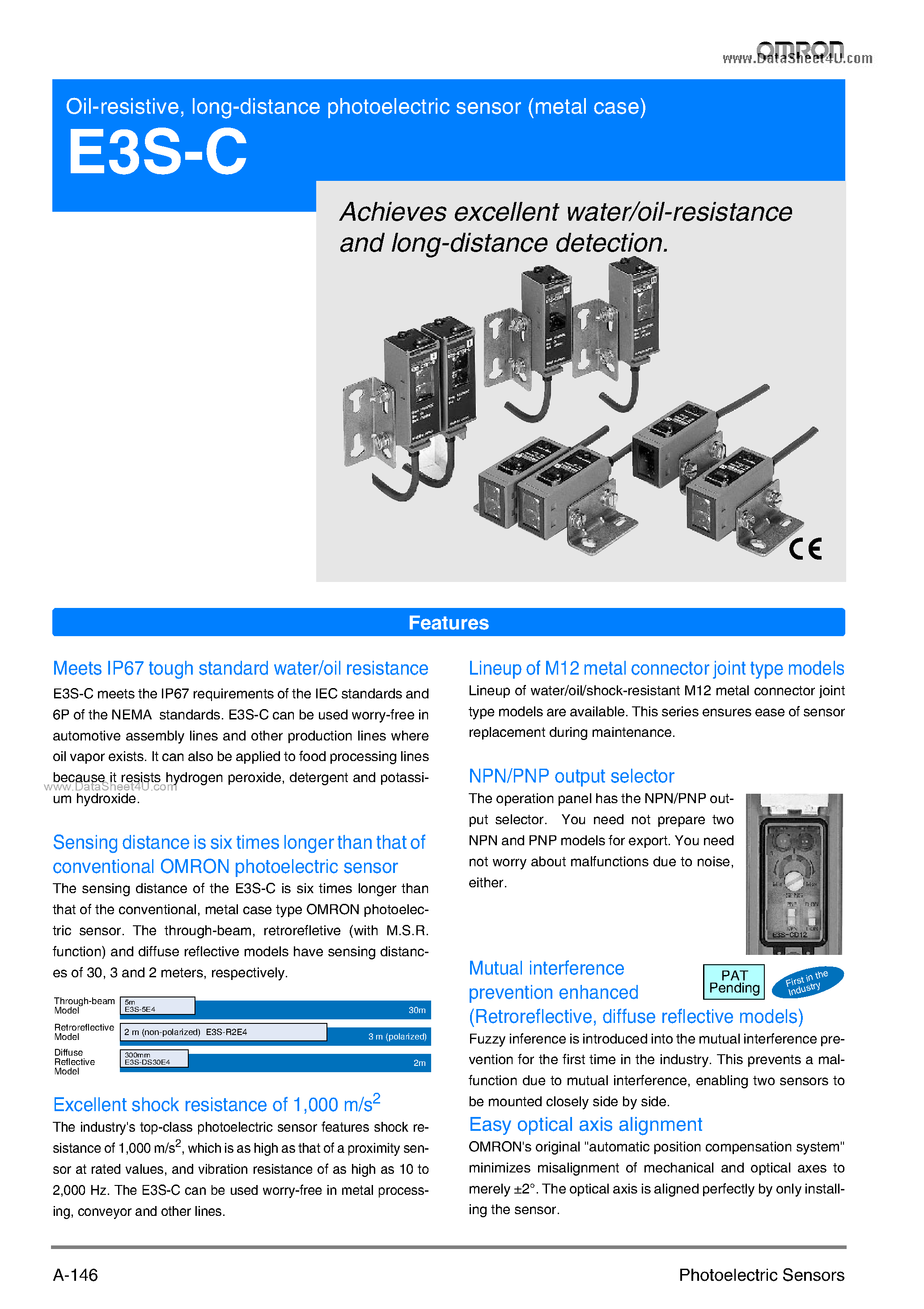 Datasheet E3S-C page 1 Datasheet E3S-C - long-distance photoelectric sensor page 1