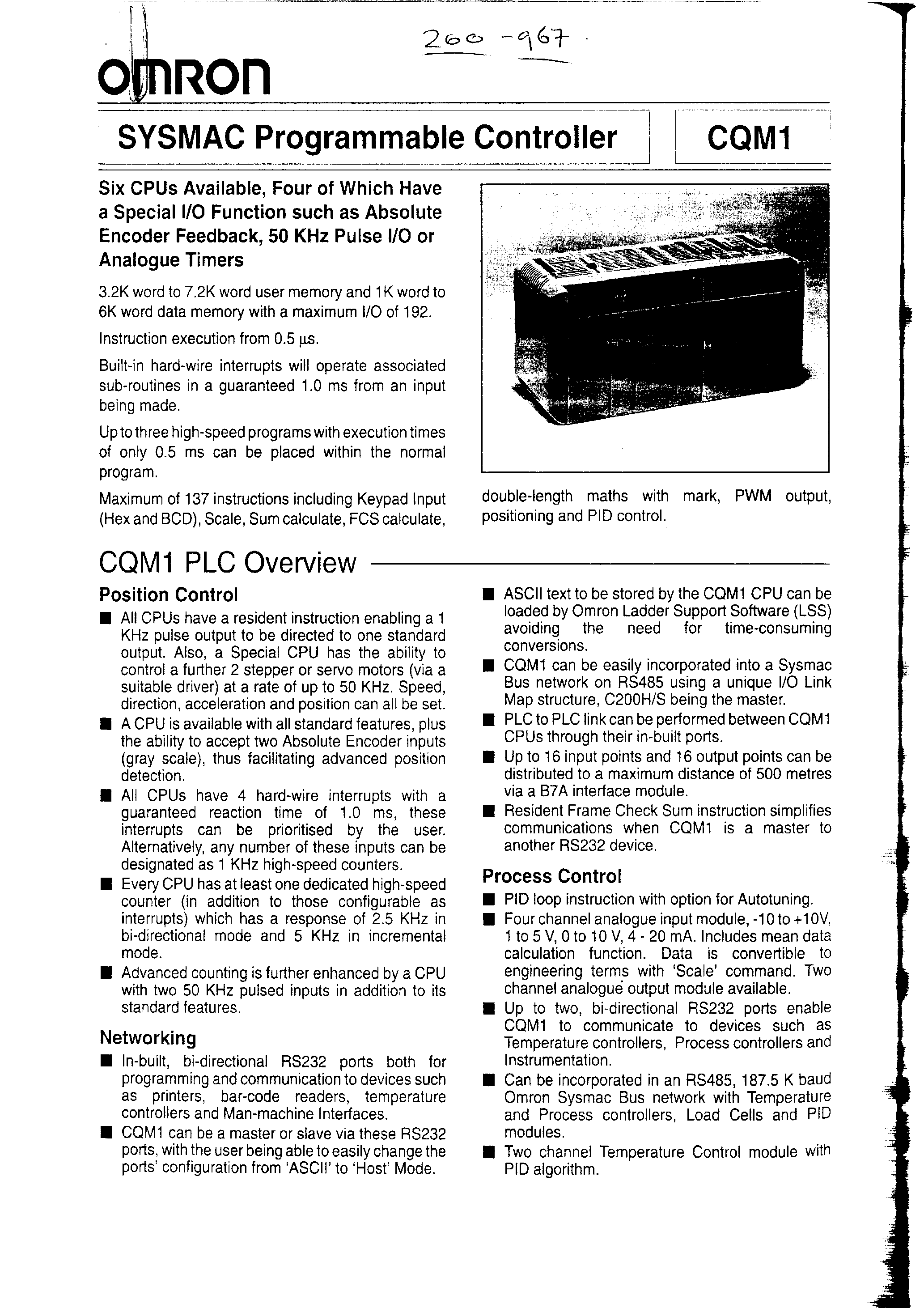 Даташит CQM1 - Output Unit 16 Way Relay страница 1