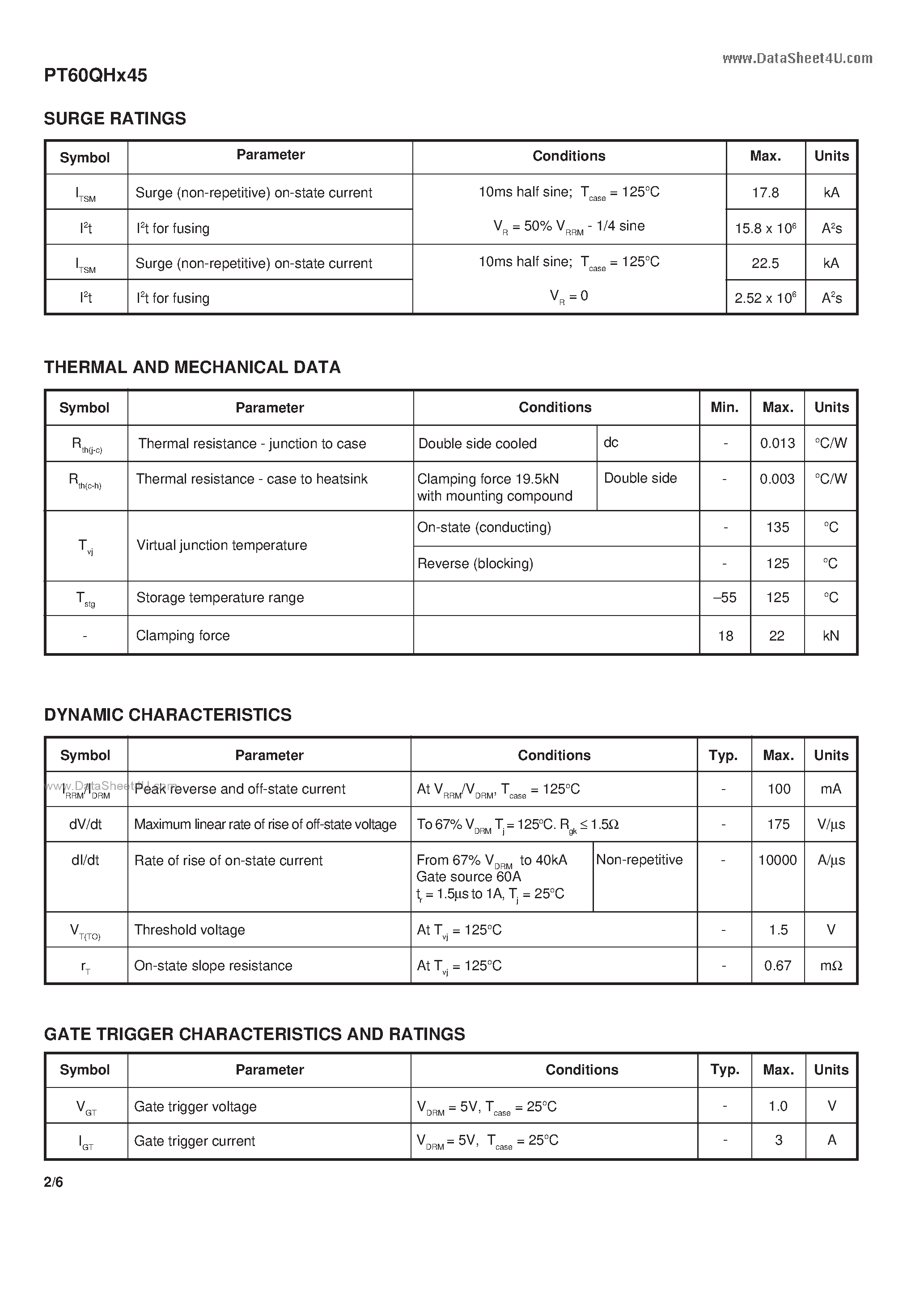 Datasheet PT60QHX45 - Pulse Power Thyristor Switch page 2
