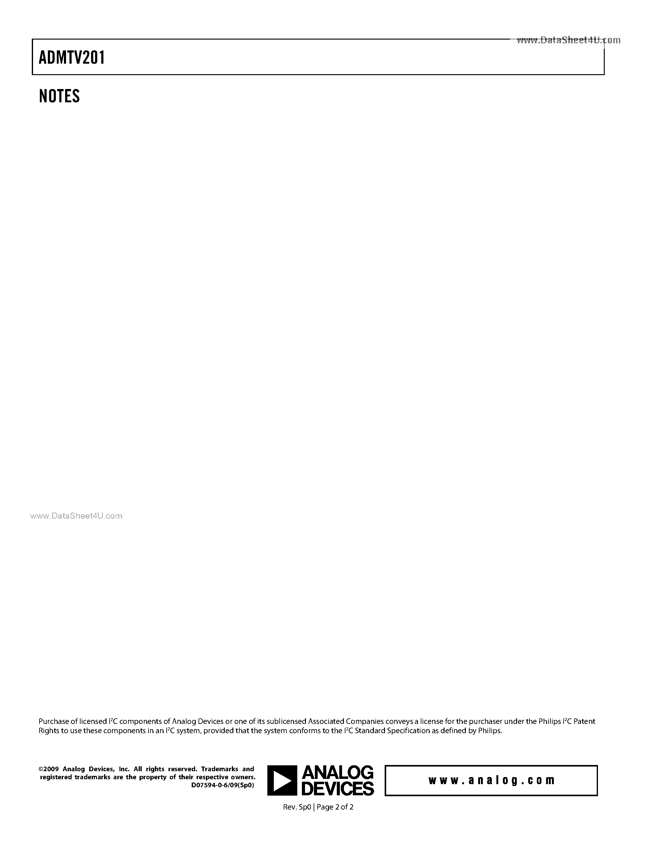 Datasheet ADMTV201 - Low Power Mobile TV Tuner IC page 2