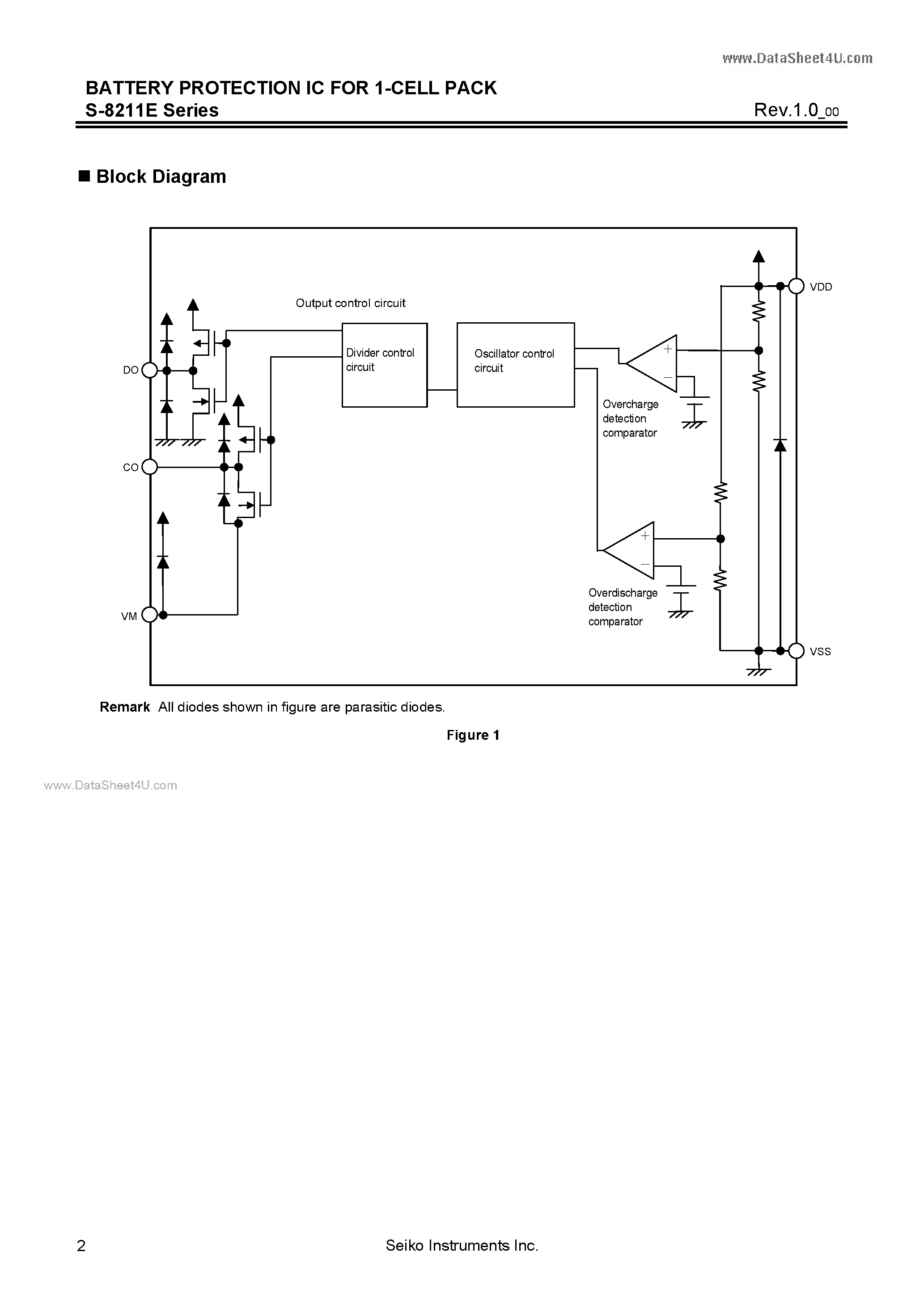 Datasheet S-8211E page 2 Datasheet S-8211E - BATTERY PROTECTION IC page 2