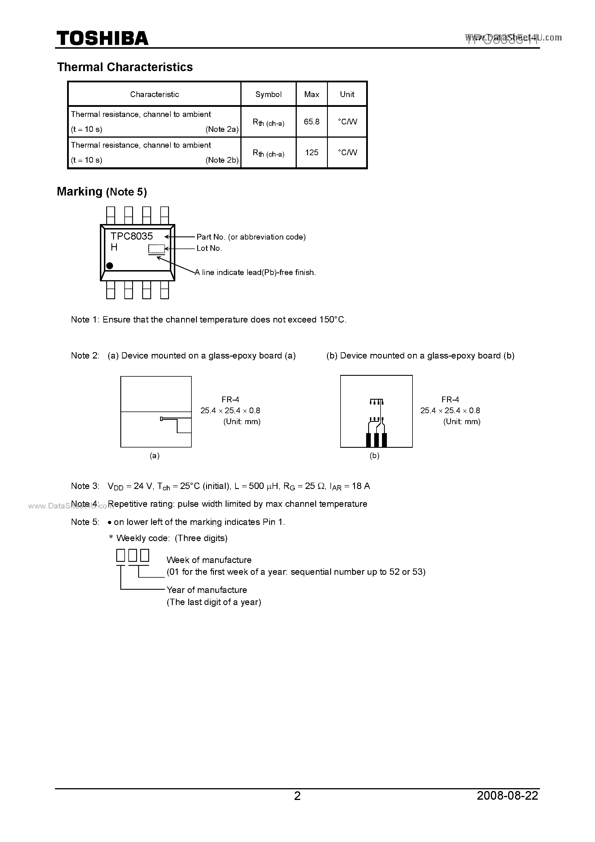 Datasheet TPC8035-H page 2 Datasheet TPC8035-H - Field Effect Transistor page 2