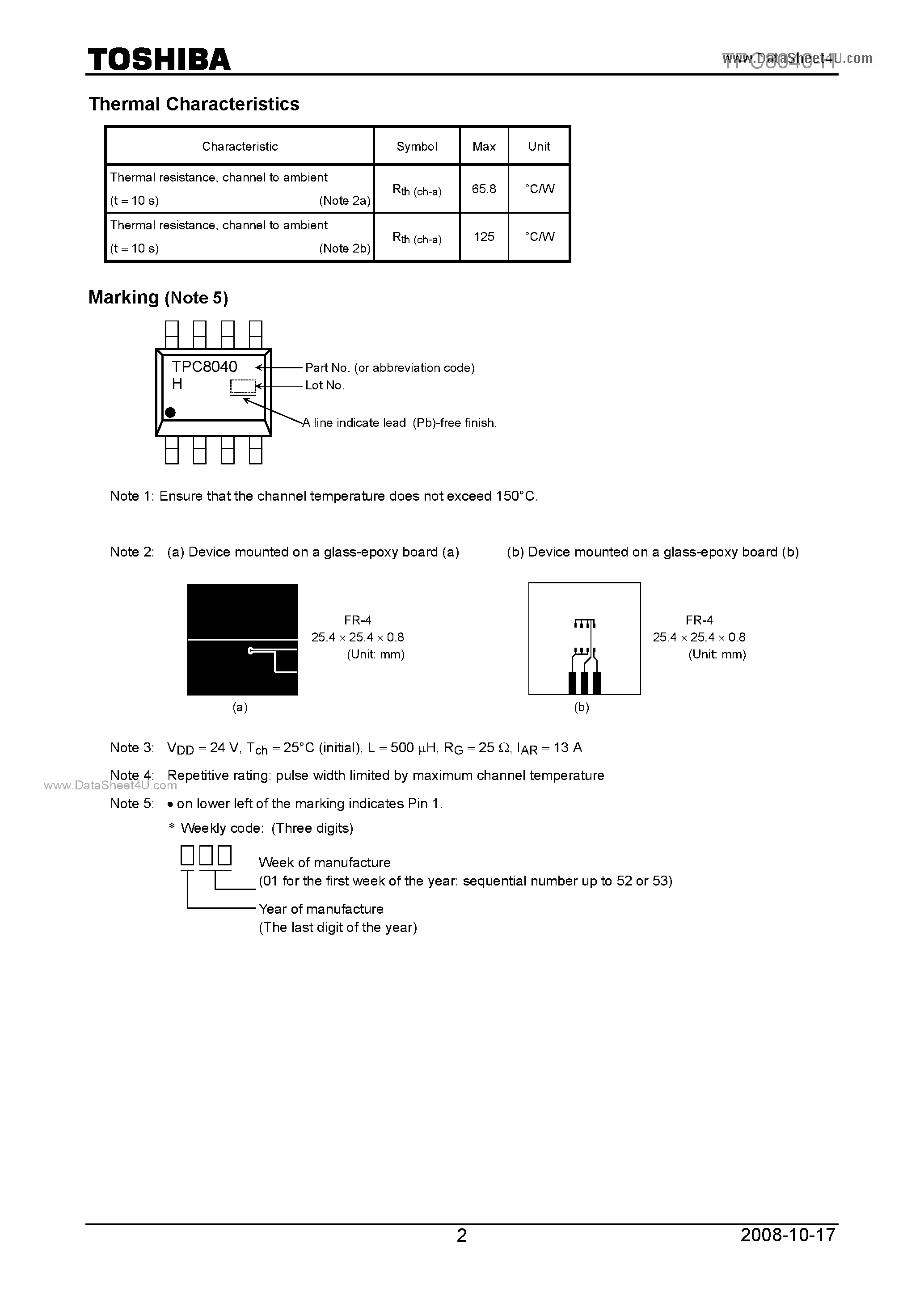 Datasheet TPC8040-H - Field Effect Transistor page 2