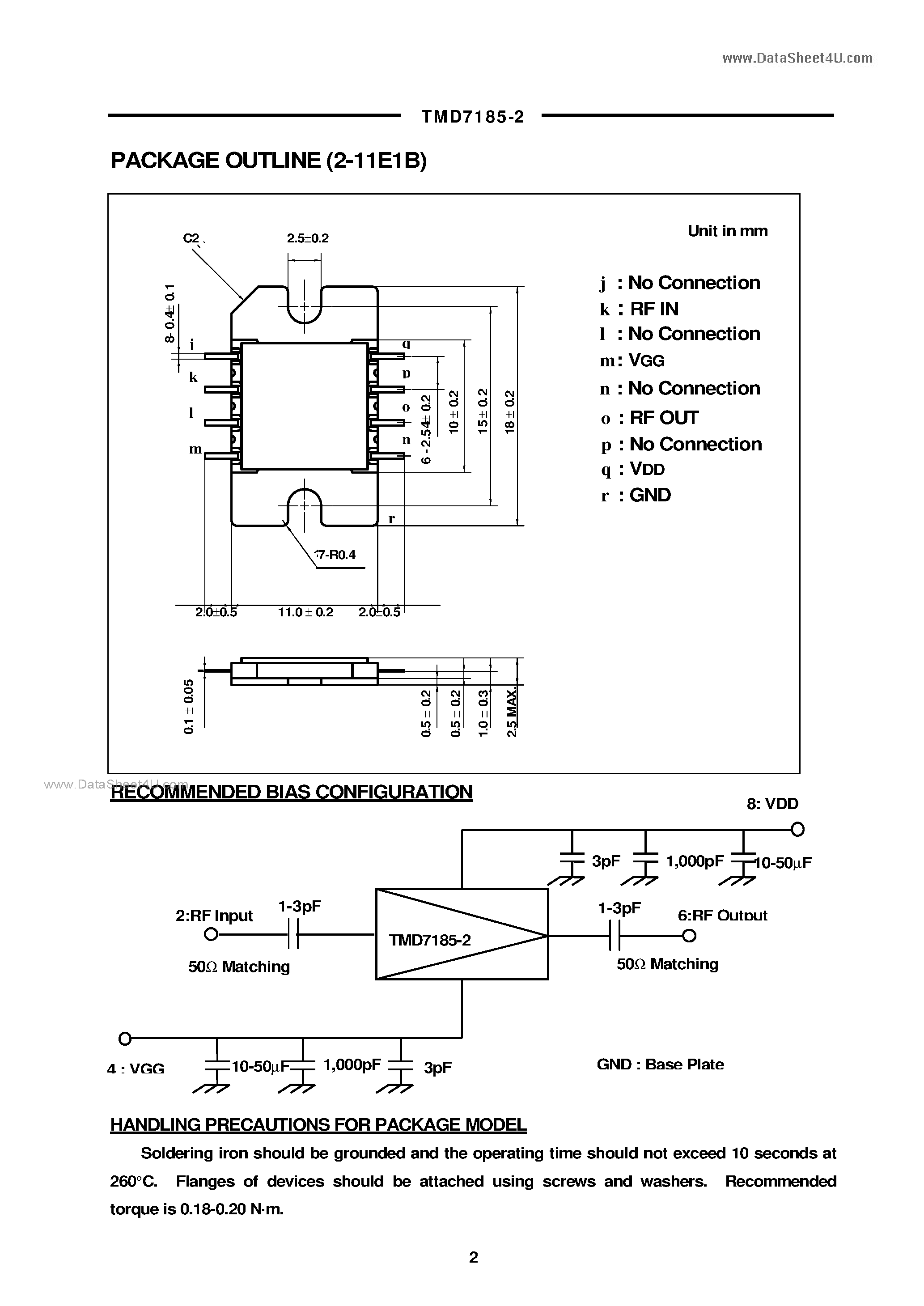 Datasheet TMD7185-2 - MICROWAVE POWER MMIC AMPLIFIER page 2