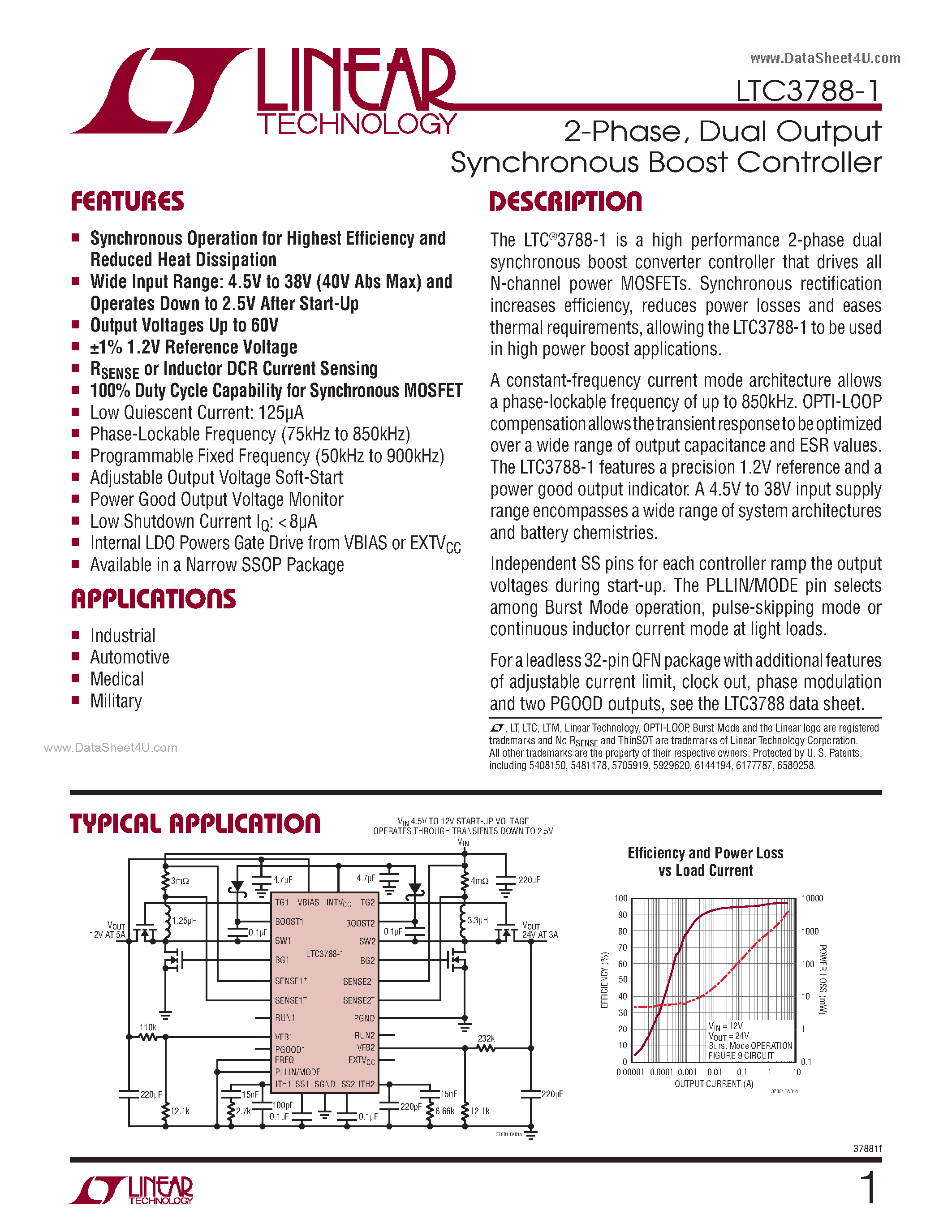 Datasheet LTC3788-1 - Dual Output Synchronous Boost Controller page 1