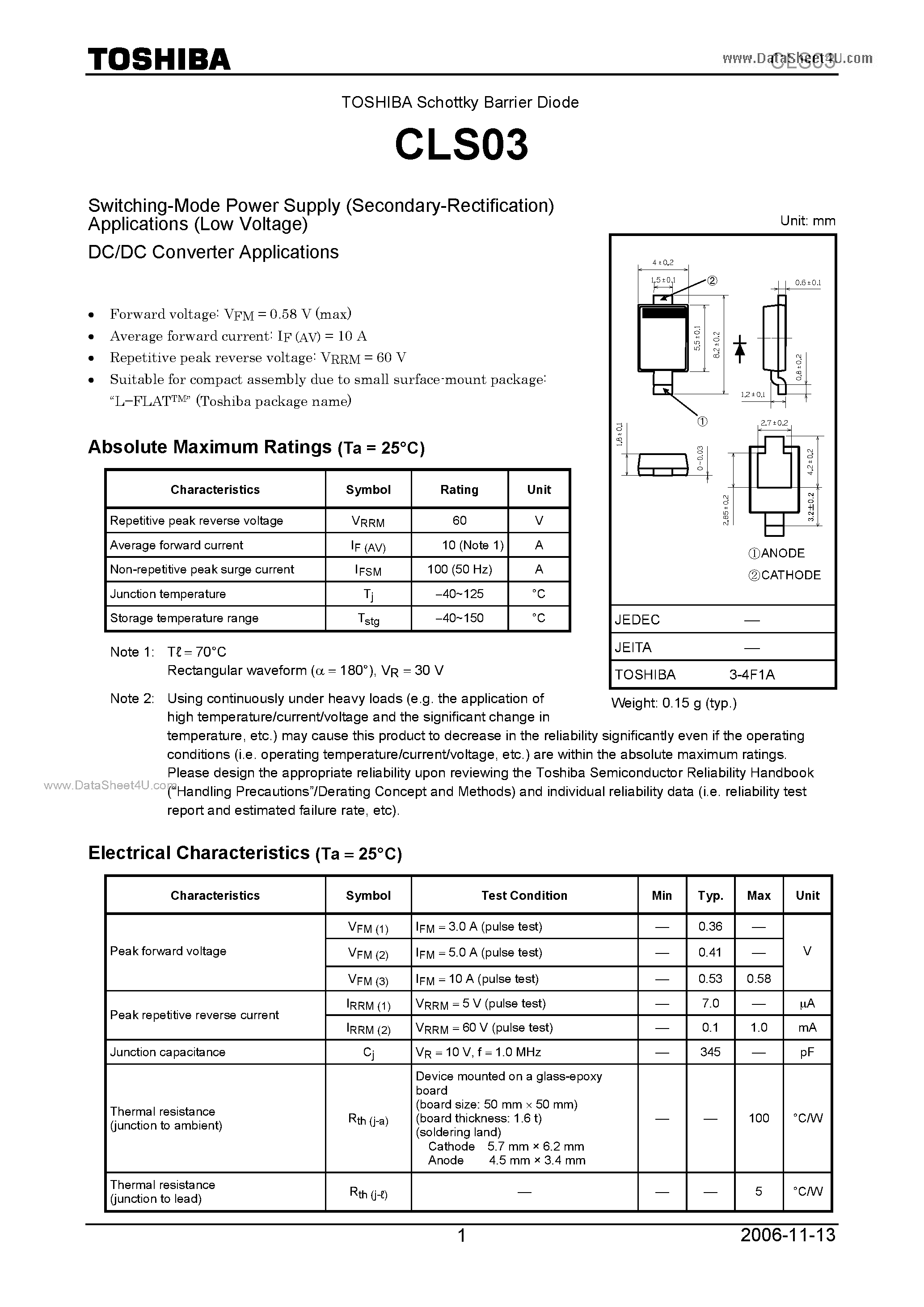 Даташит на микросхему CLS03 страница 1 Даташит CLS03 - Switching-Mode Power Supply страница 1