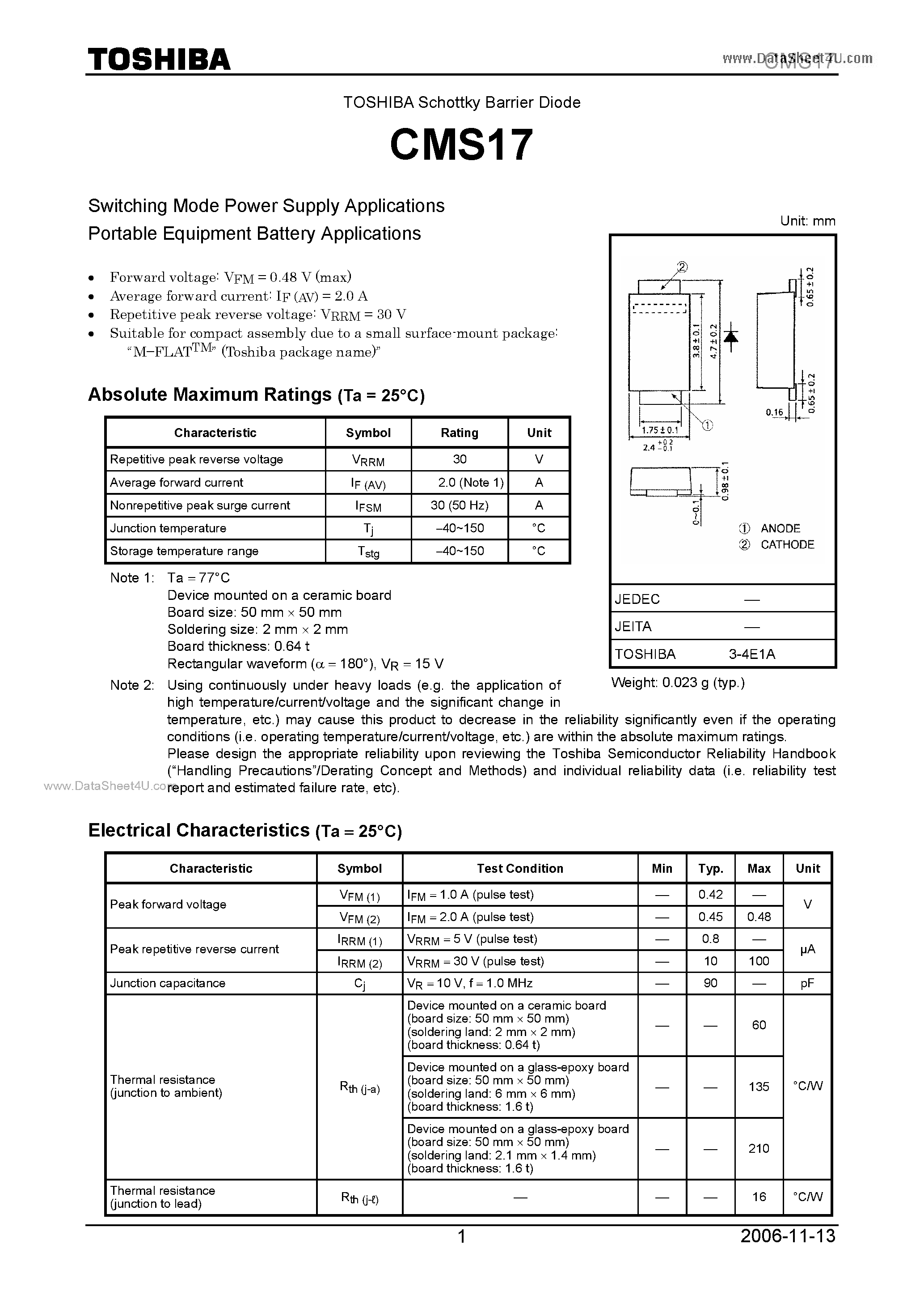 Даташит на микросхему CMS17 страница 1 Даташит CMS17 - Switching Mode Power Supply Applications страница 1