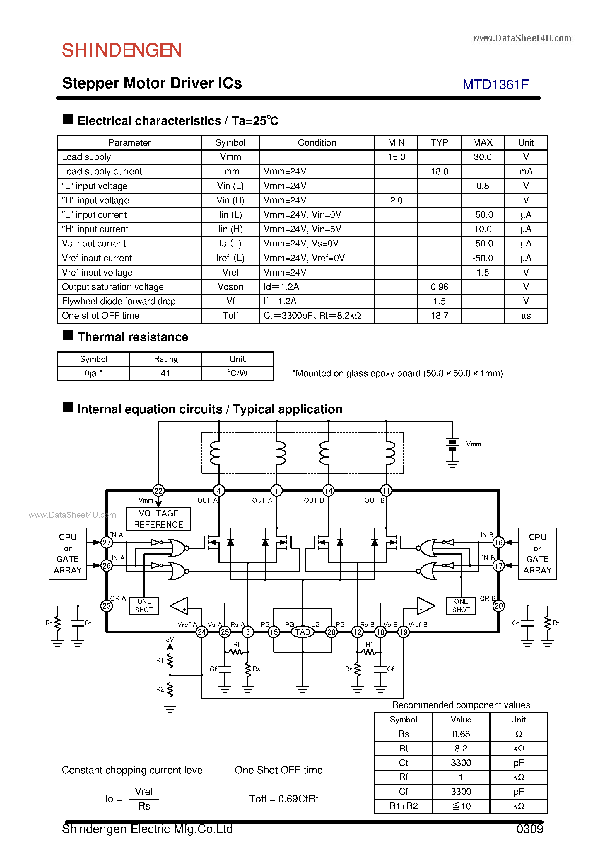 Даташит MTD1361F - Stepper Motor Driver ICs страница 2