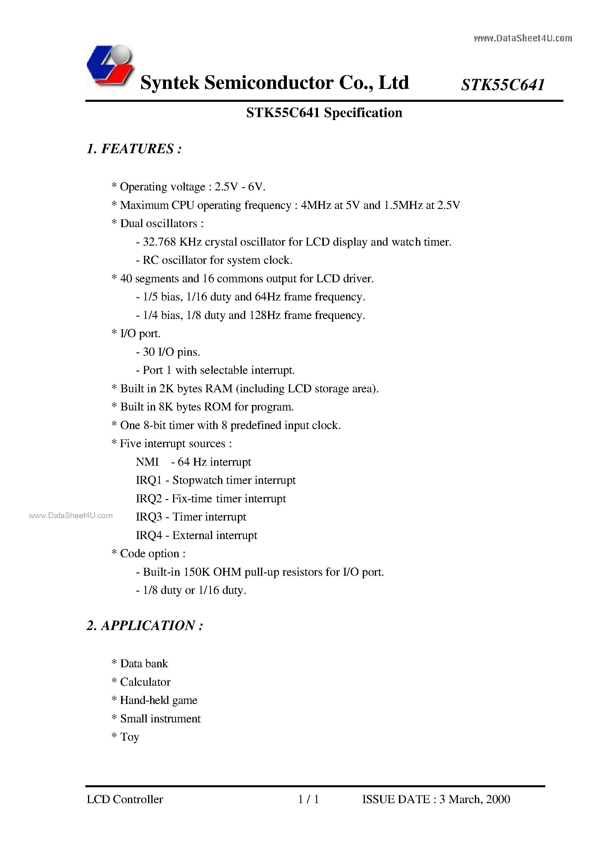 Datasheet STK55C641 - STK55C641 page 1