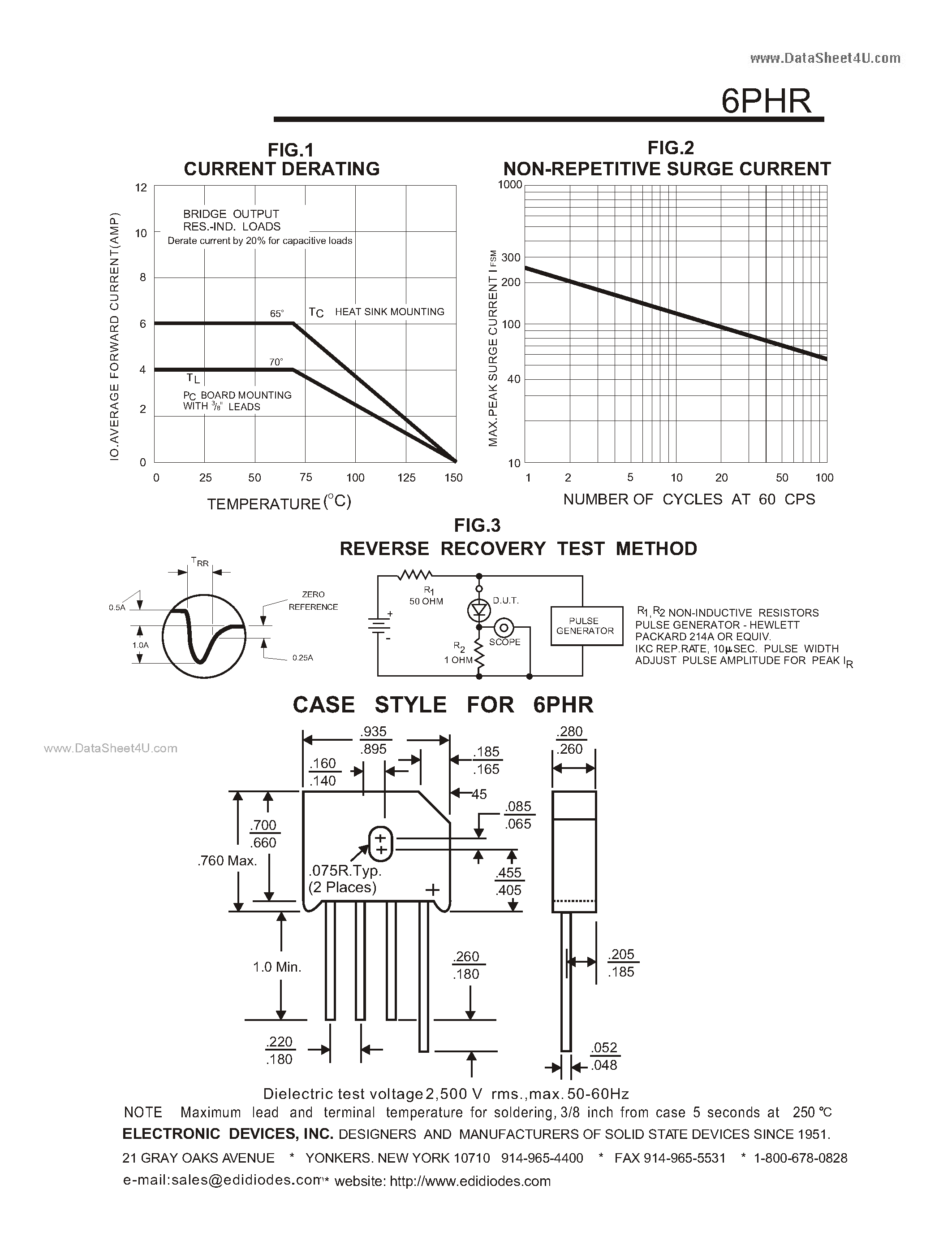 Datasheet 6PHR - FAST RECOVERY SINGLE-PHASE FULL WAVE BRIDGE 6 AMPERES page 2