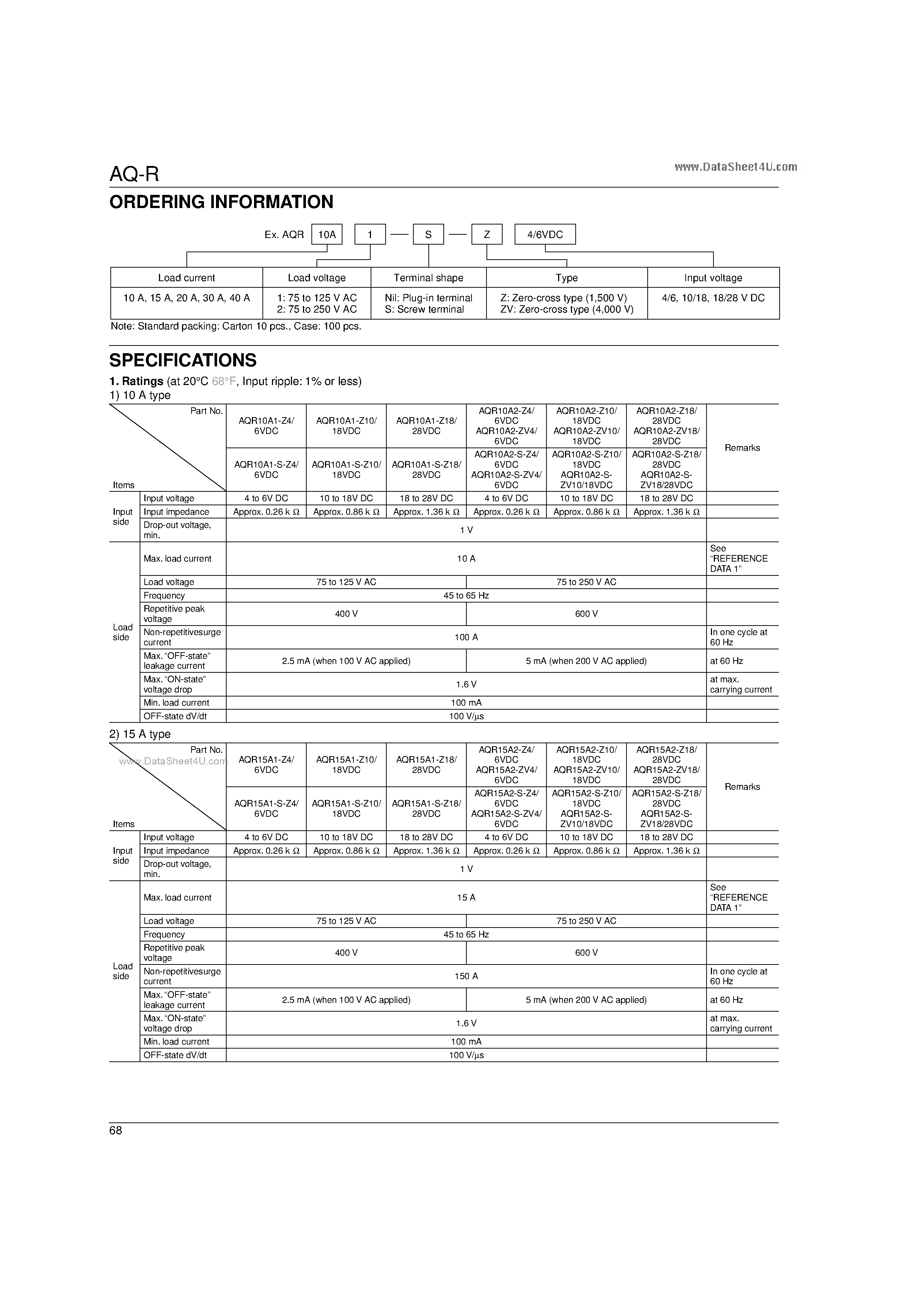 Даташит AQR10A1-S-Z10/18VDC - Solid State Relay страница 2