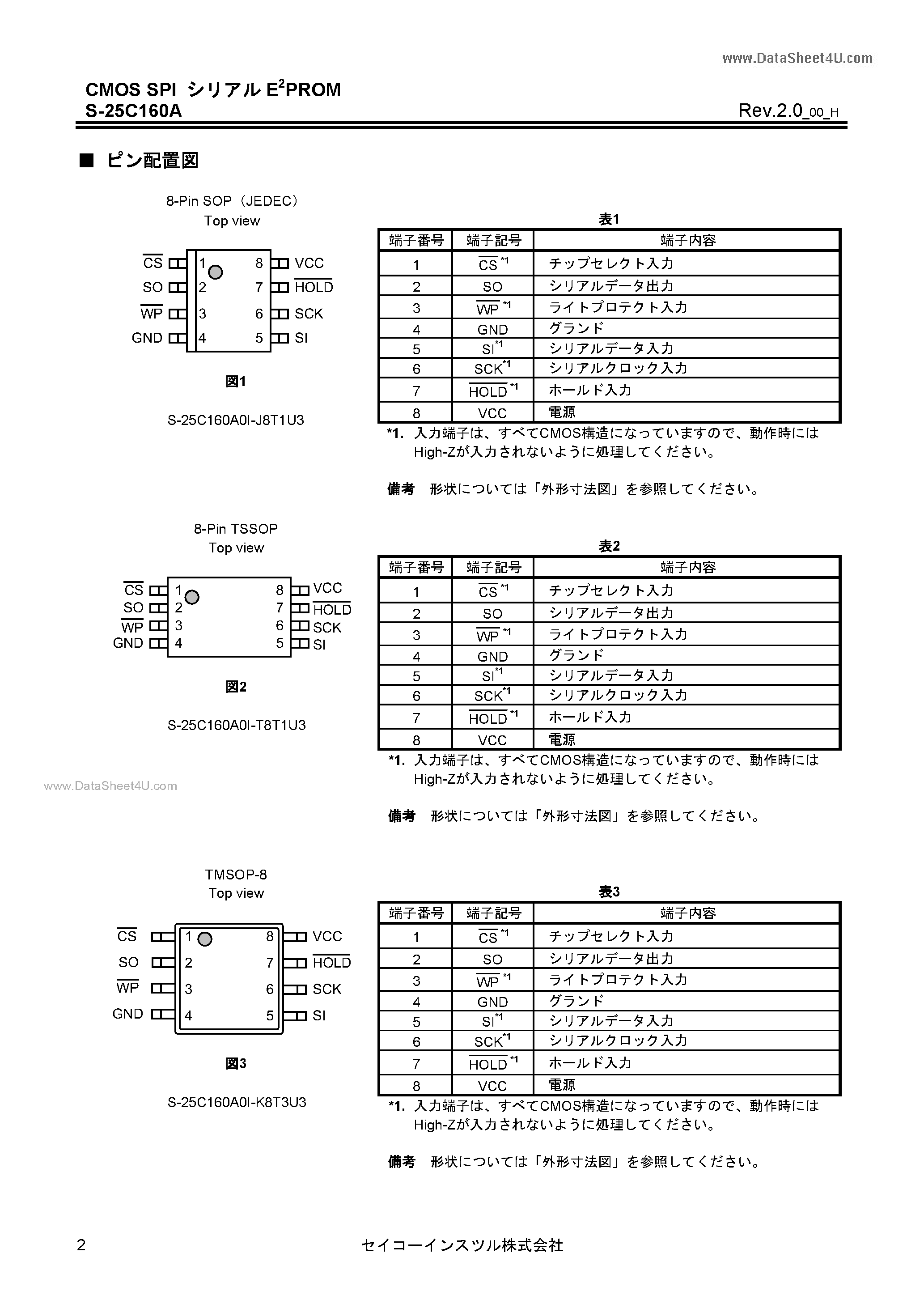 Datasheet S-25C160A - S-25C160A page 2