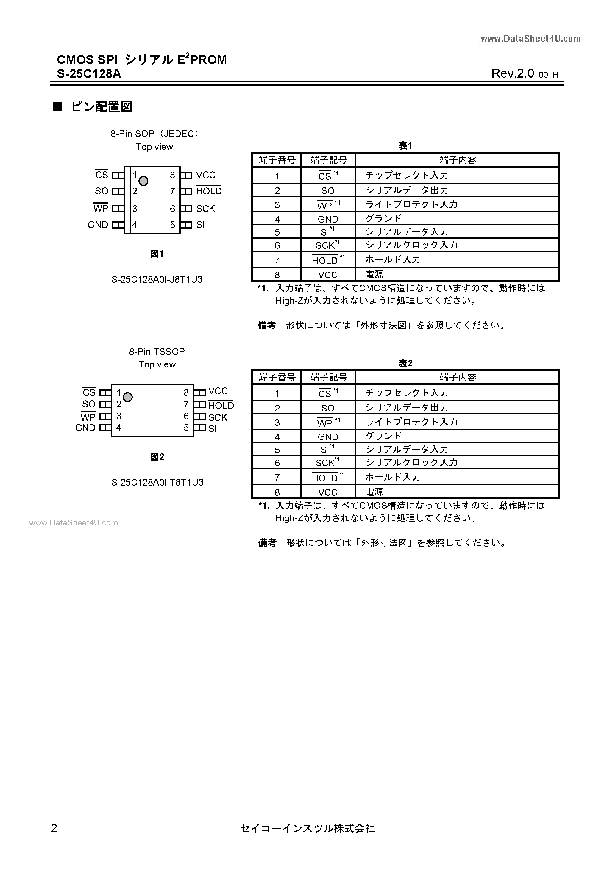 Datasheet S-25C128A - S-25C128A page 2