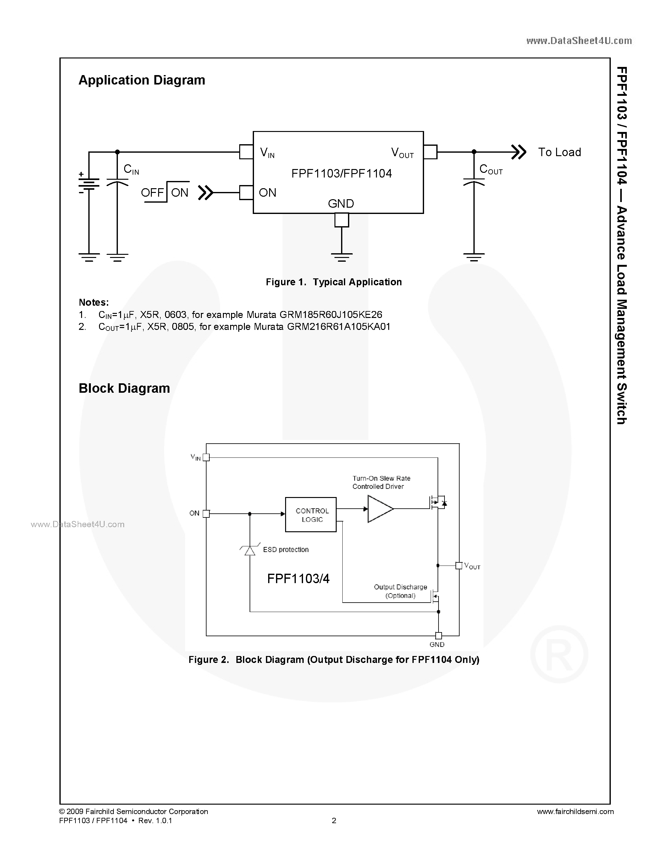 Datasheet FPF1103 - (FPF1103 / FPF1104) Advance Load Management Switch page 2