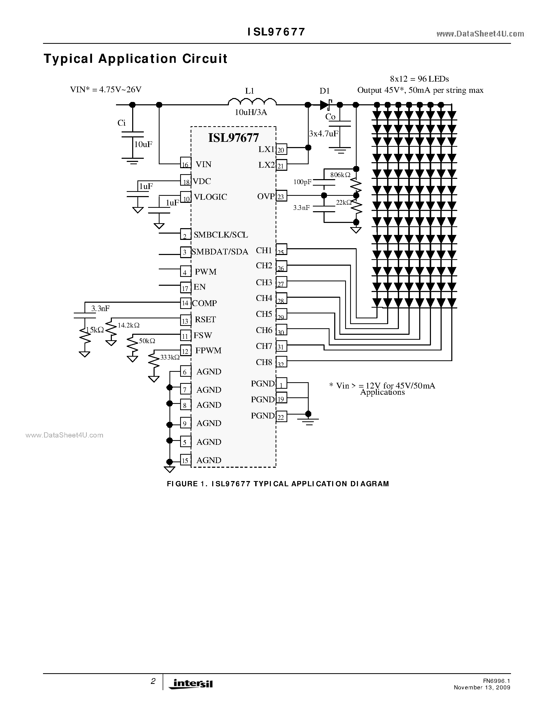 Datasheet ISL97677 page 2 Datasheet ISL97677 - SMBus/I2C 8-Channel LED Driver page 2