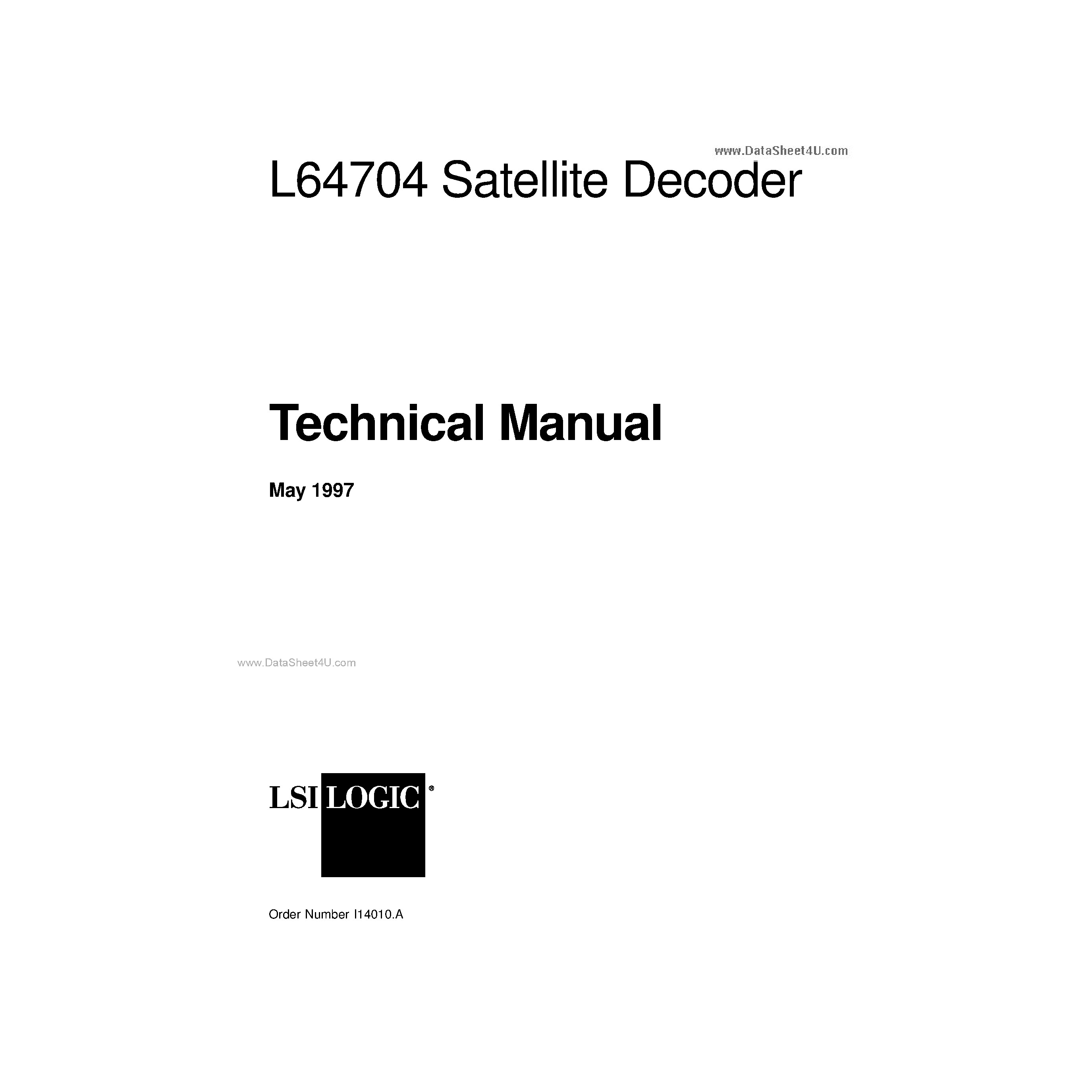 Datasheet L64704 page 1 Datasheet L64704 - Satellite Decoder Technical Manual 5/97 page 1