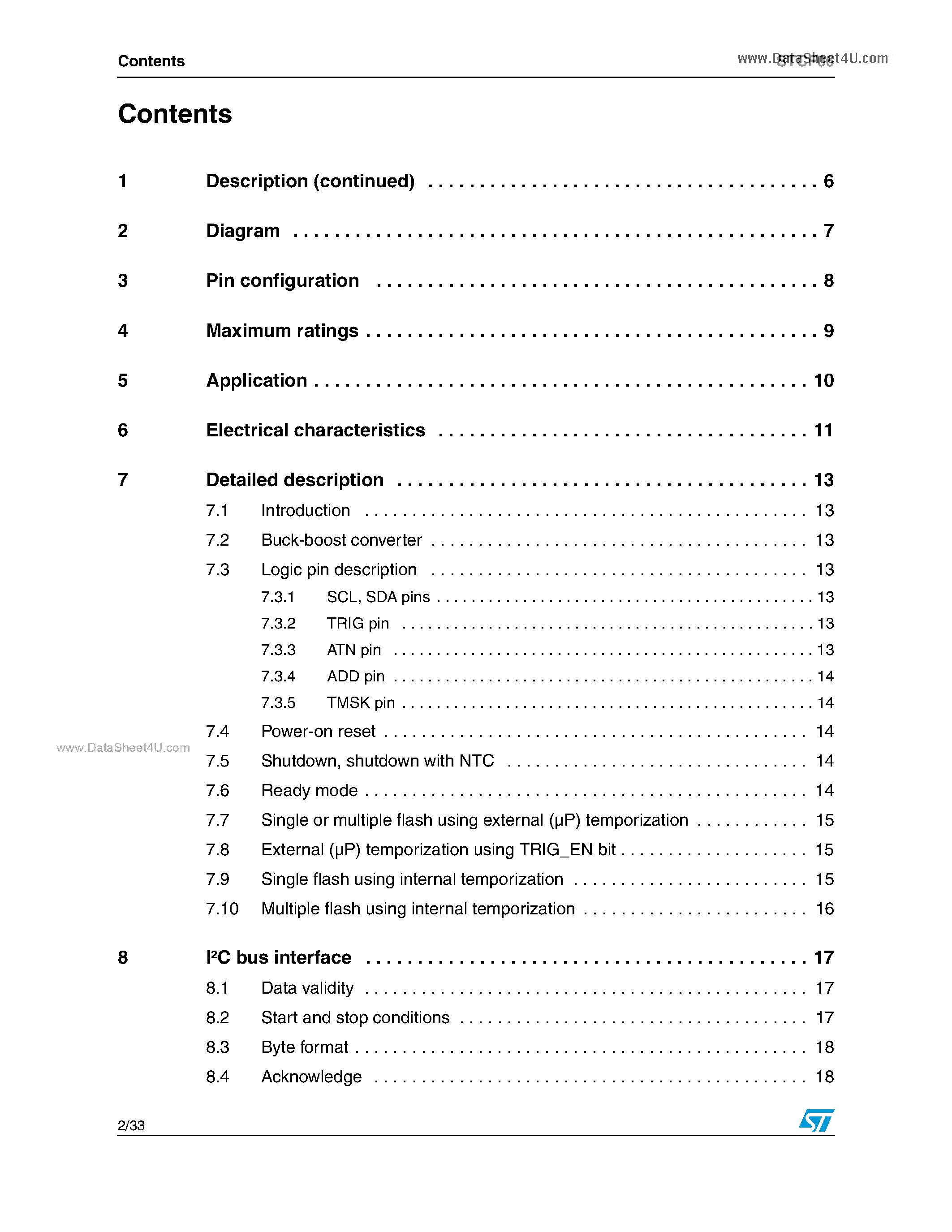 Datasheet STCF06 - 1.5 A white LED driver page 2