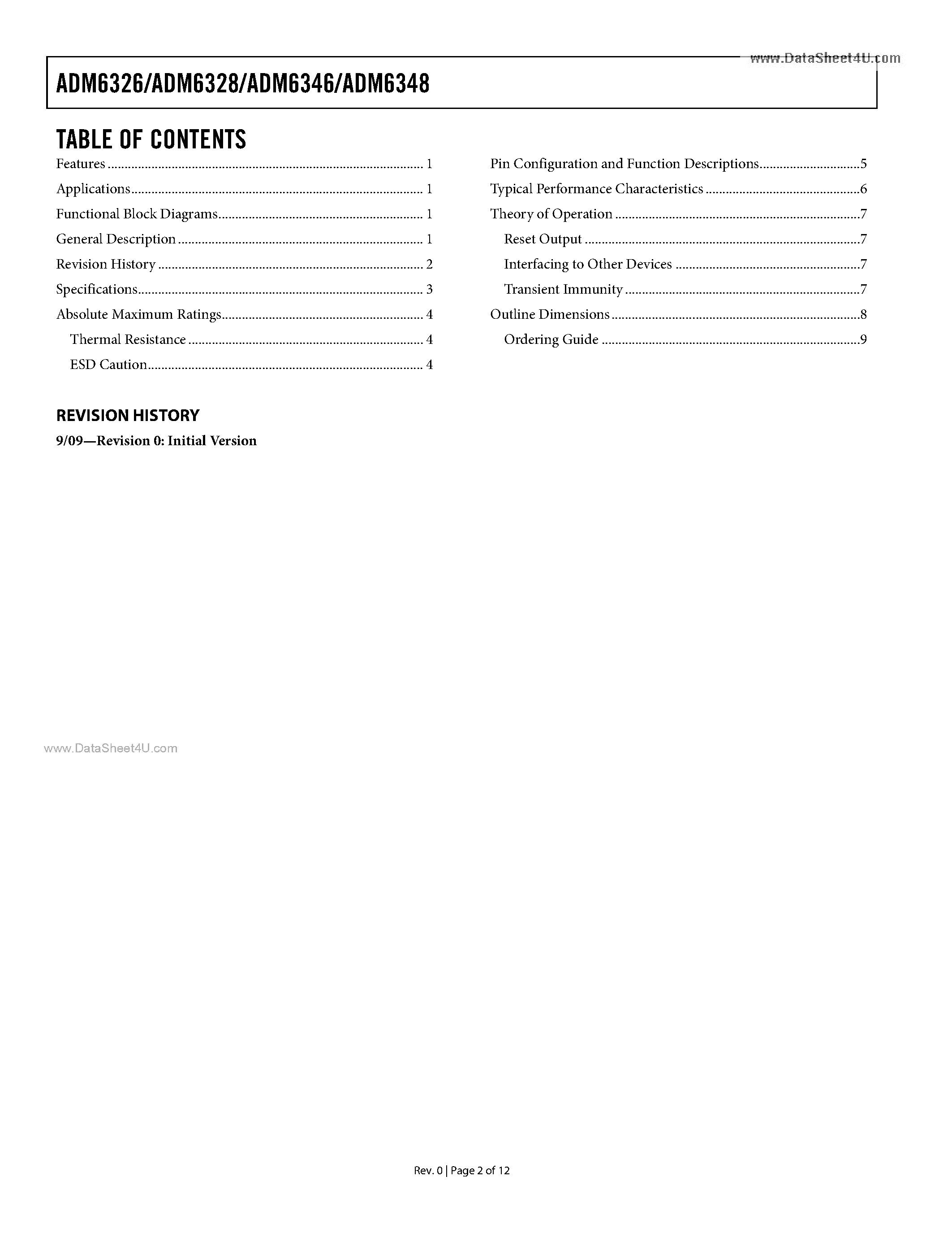 Даташит на микросхему ADM6326 страница 2 Даташит ADM6326 - (ADM6326 - ADM6348) SOT-23 Microprocessor Reset Circuits страница 2