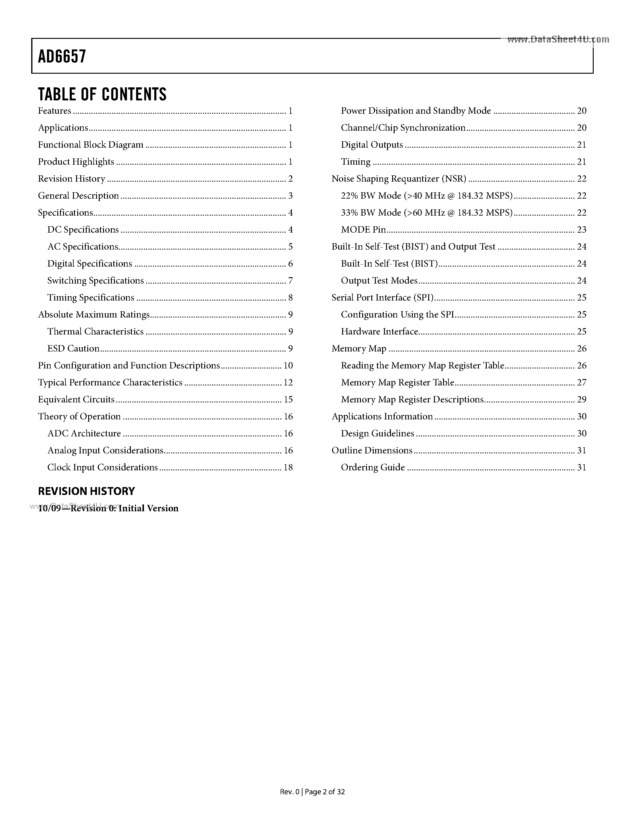 Datasheet AD6657 - Quad IF Receiver page 2