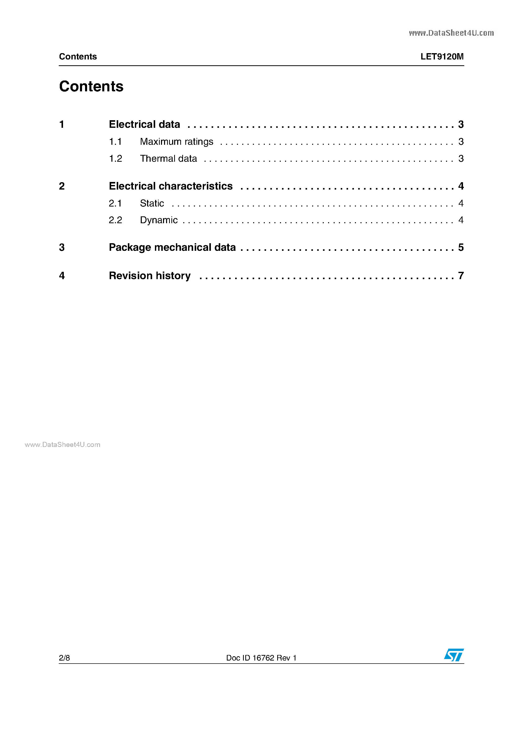 Datasheet LET9120M - LDMOS 28 V HF/VHF/UHF/900 MHz & Avionics Applications page 2