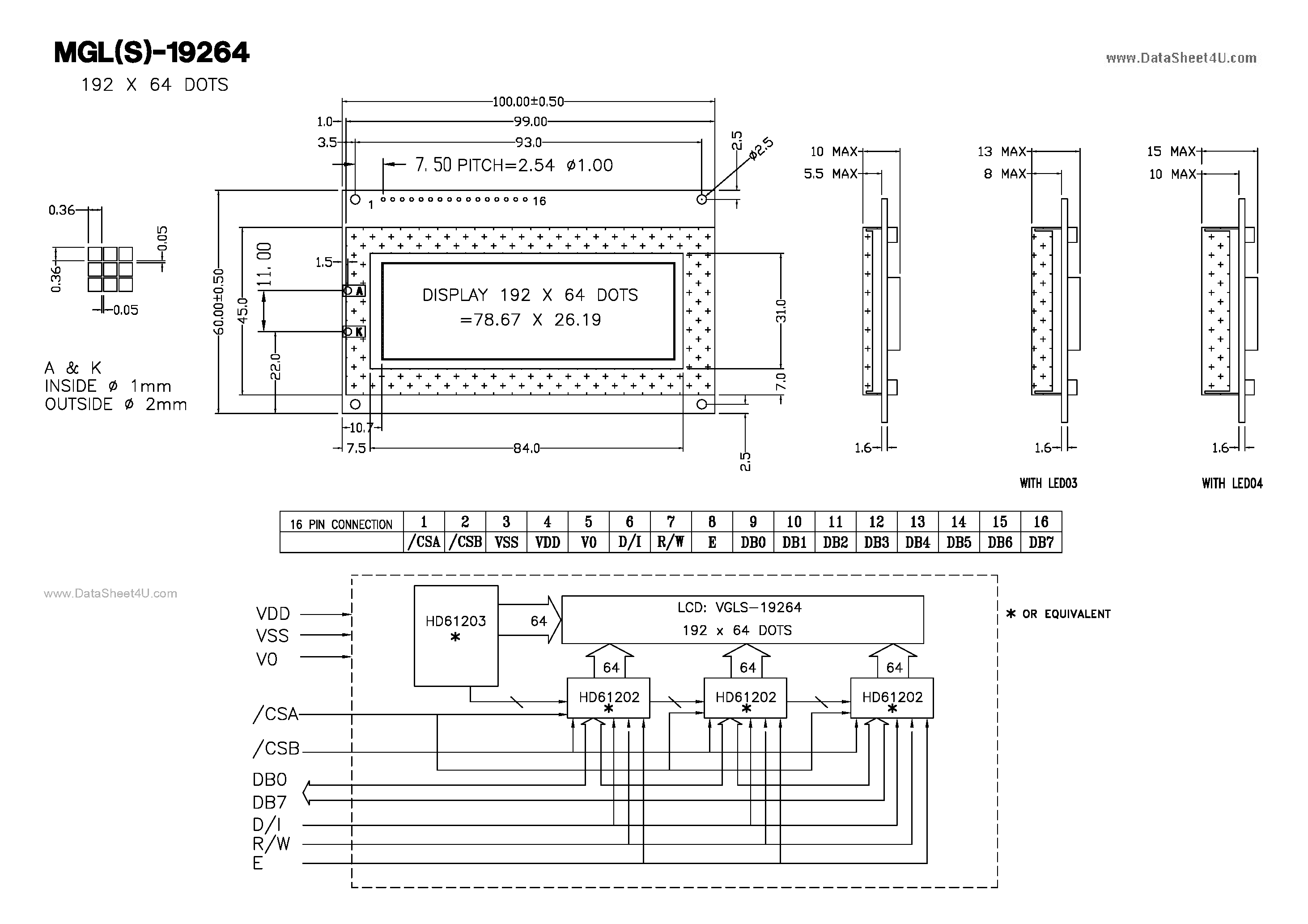 Datasheet MGL-19264 - Dot = 192 X 64 page 1