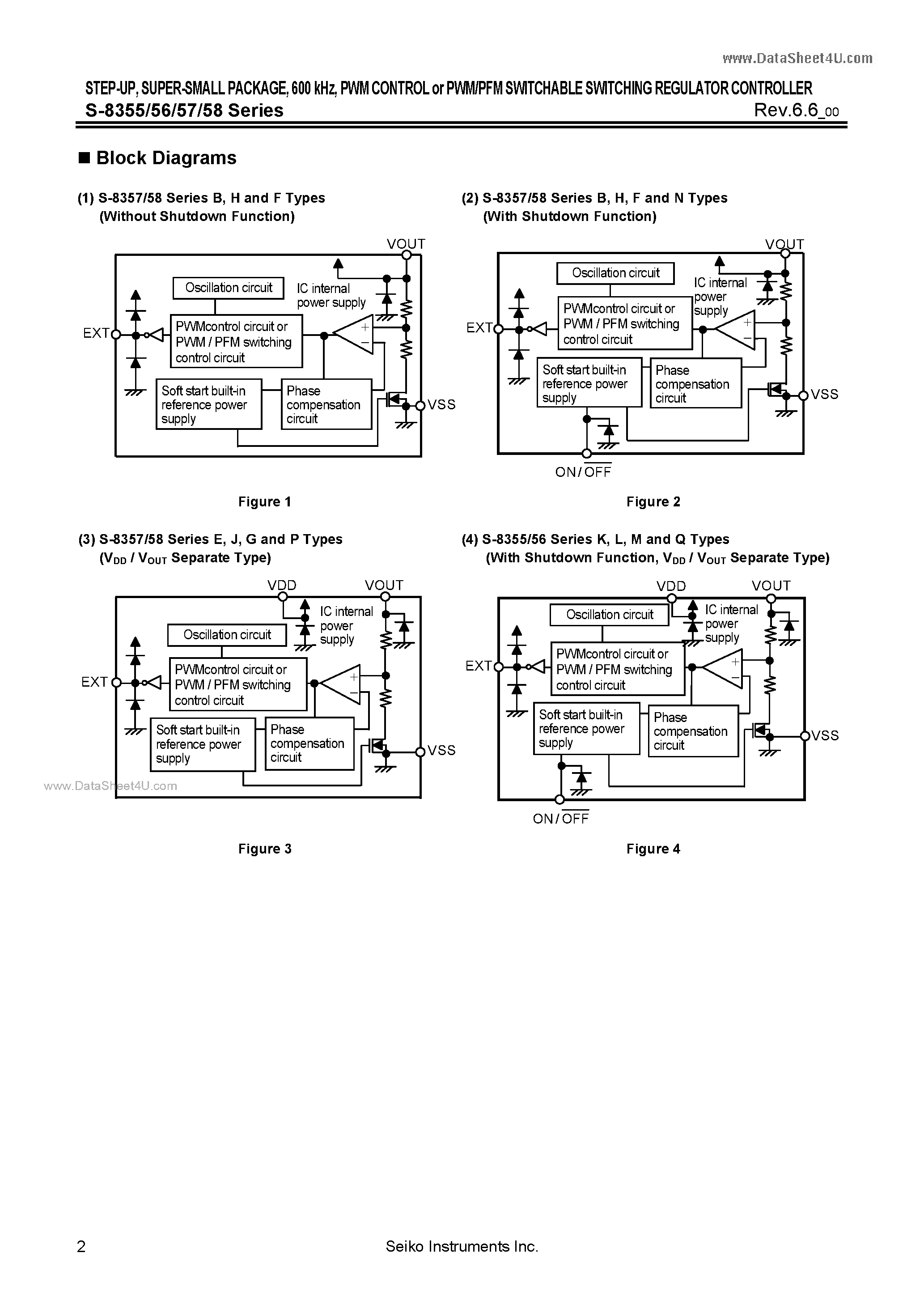 Datasheet S-8355 page 2 Datasheet S-8355 - (S-8355 - S-8358) PWM/PFM SWITCHING CONTROL STEP-UP SWITCHING REGULATOR page 2