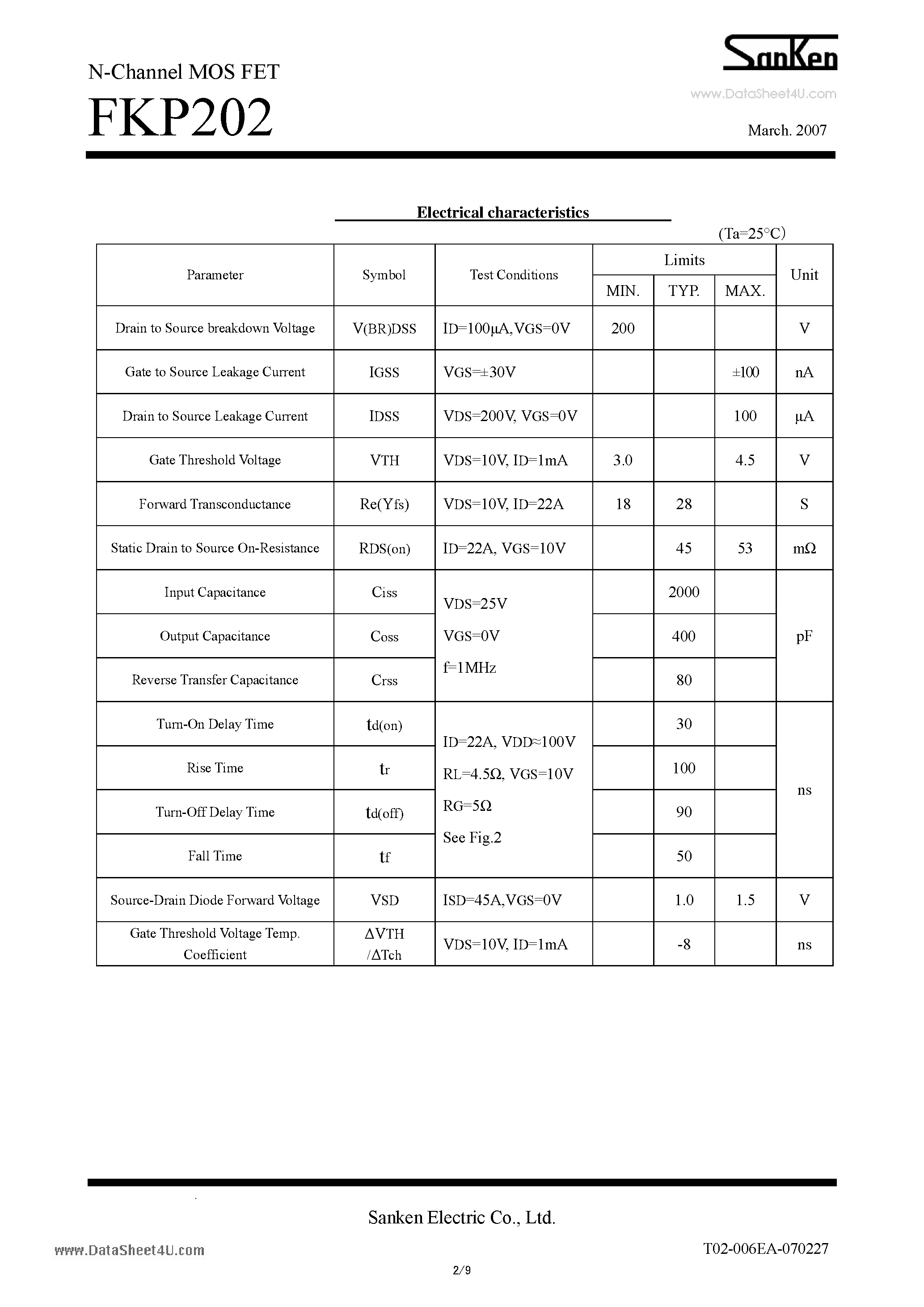 Datasheet FKP202 - N-Channel MOS FET page 2