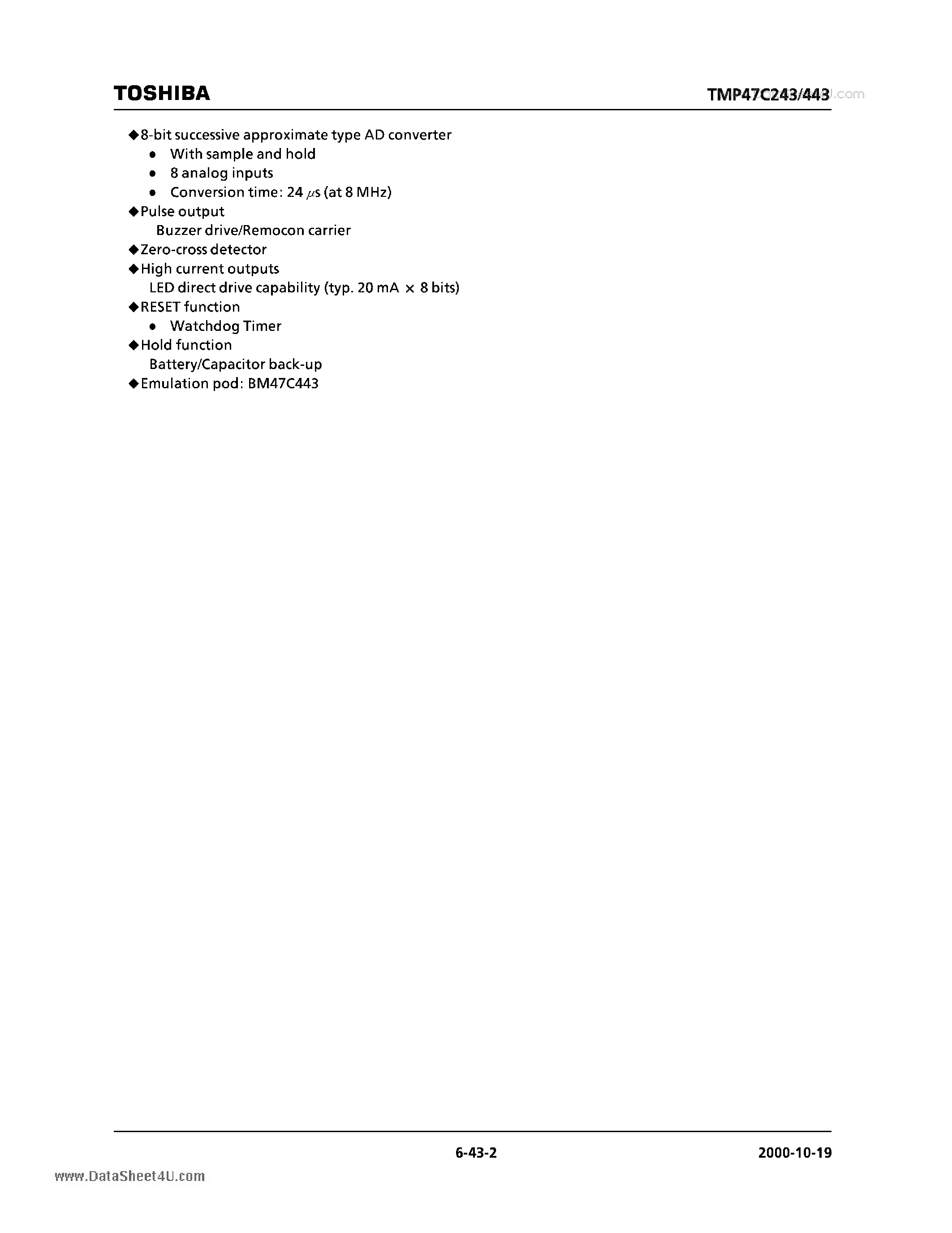 Даташит 47C443M - Search -----> TMP47C443M страница 2