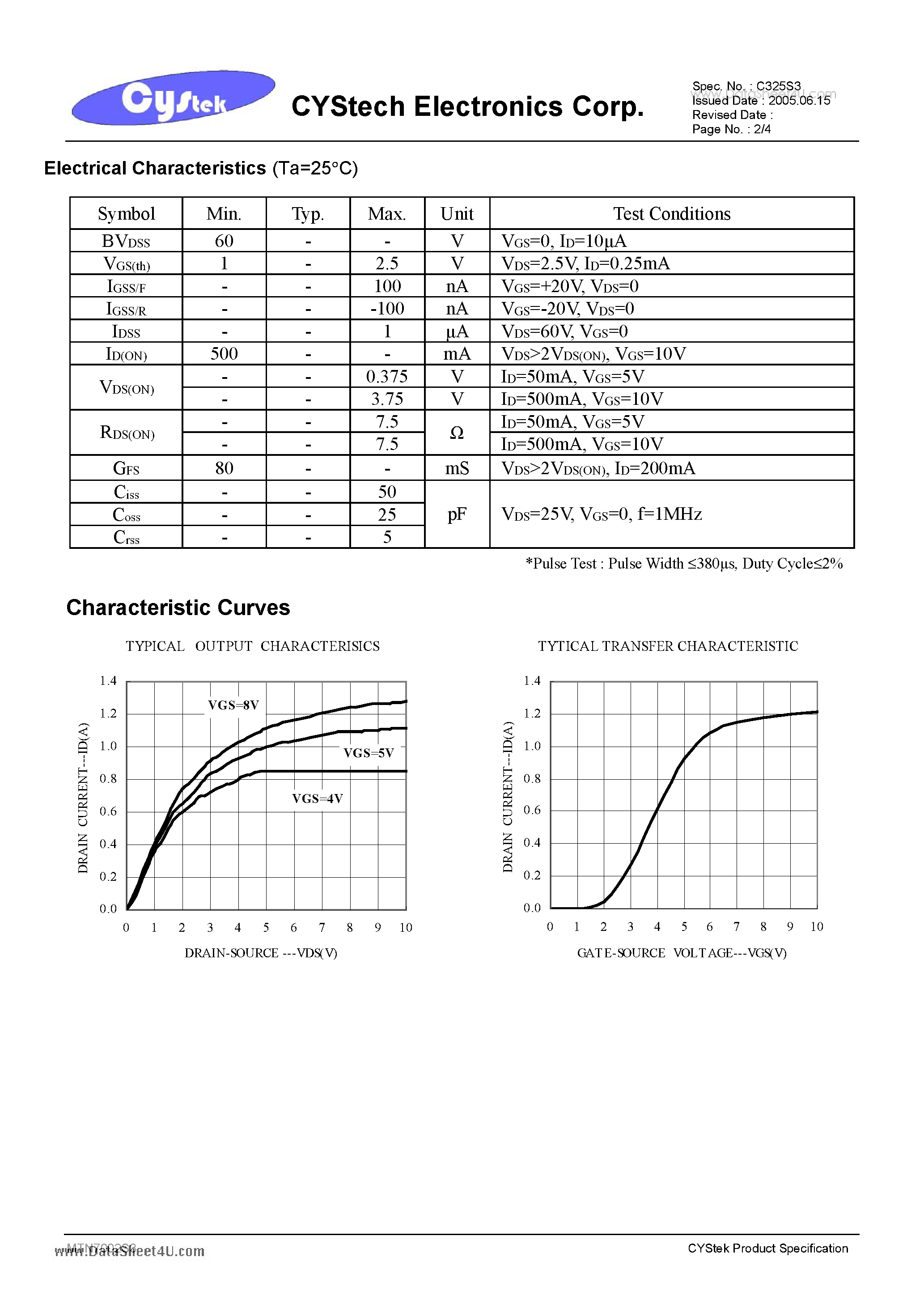 Datasheet MTN7002S3 - N-CHANNEL MOSFET page 2