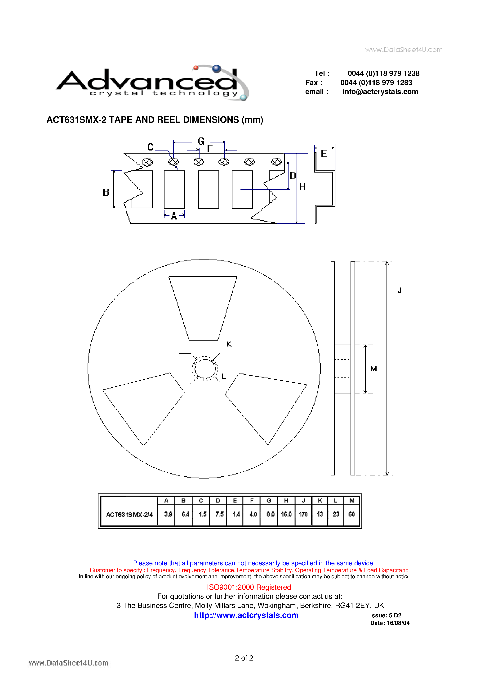 Даташит ACT631SMX-2 - crystal suitable страница 2